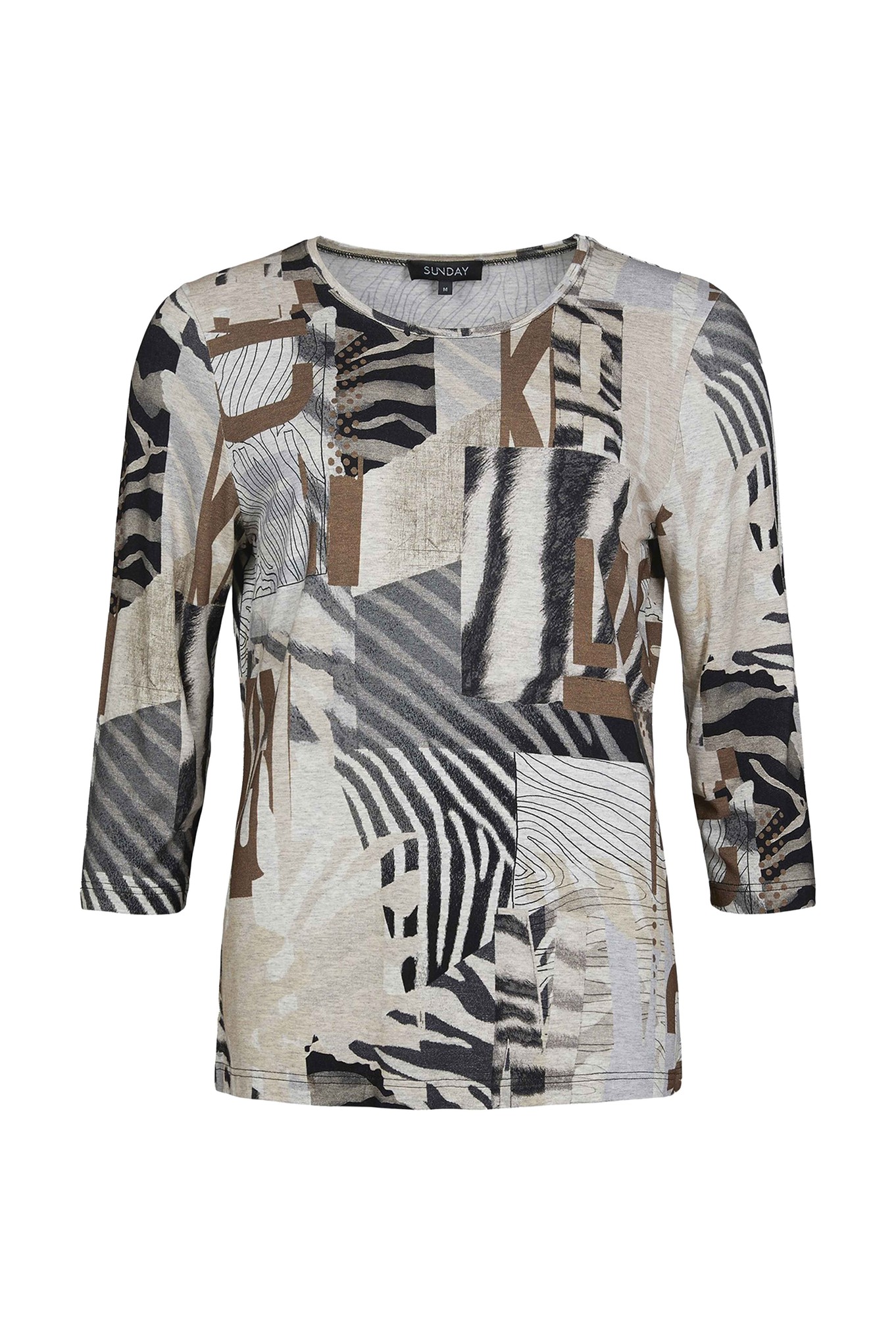 Sunday Revna Print Top Marl Grey 9499