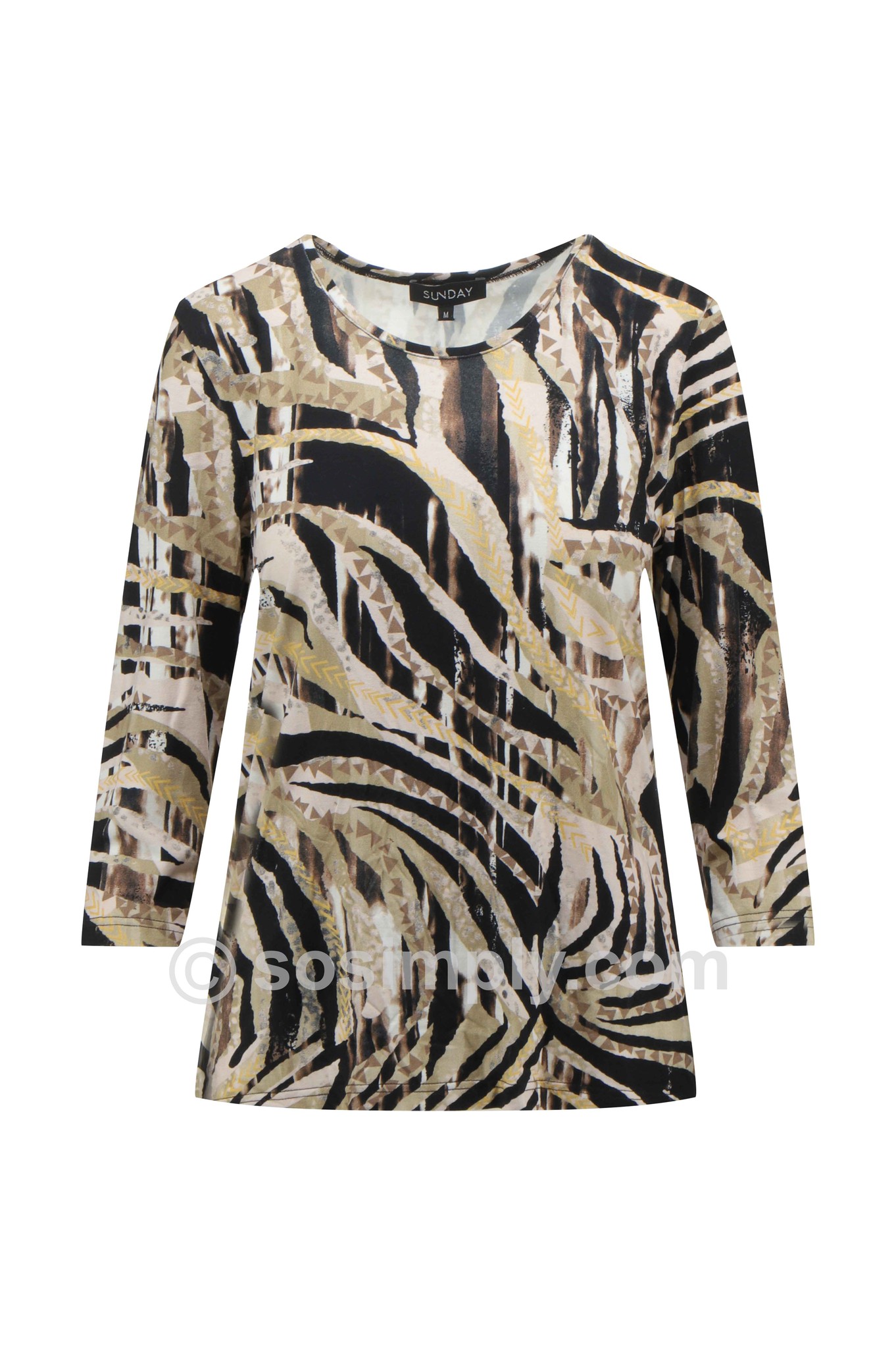 Sunday Ulla Abstract Print Top Taupe / Golden Orange Mix 14