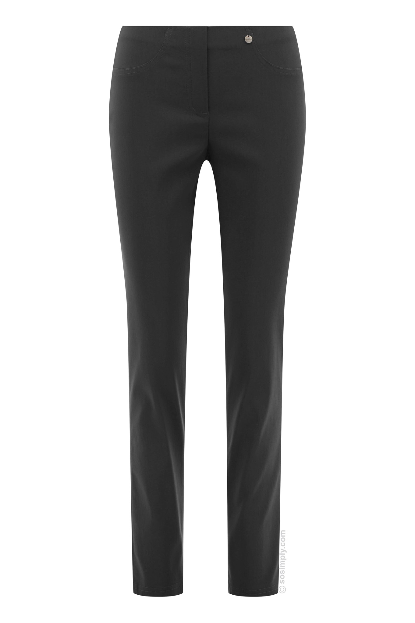 Robell Bella Full Length Trouser Charcoal Grey 97