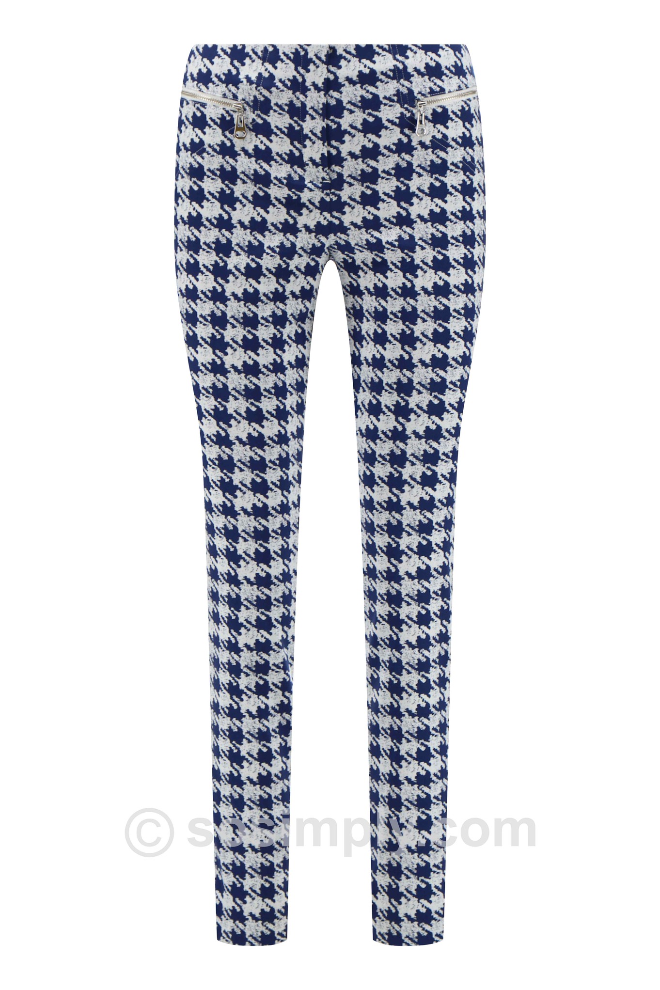 Robell Mimi Decadent Houndstooth Trouser Navy 69