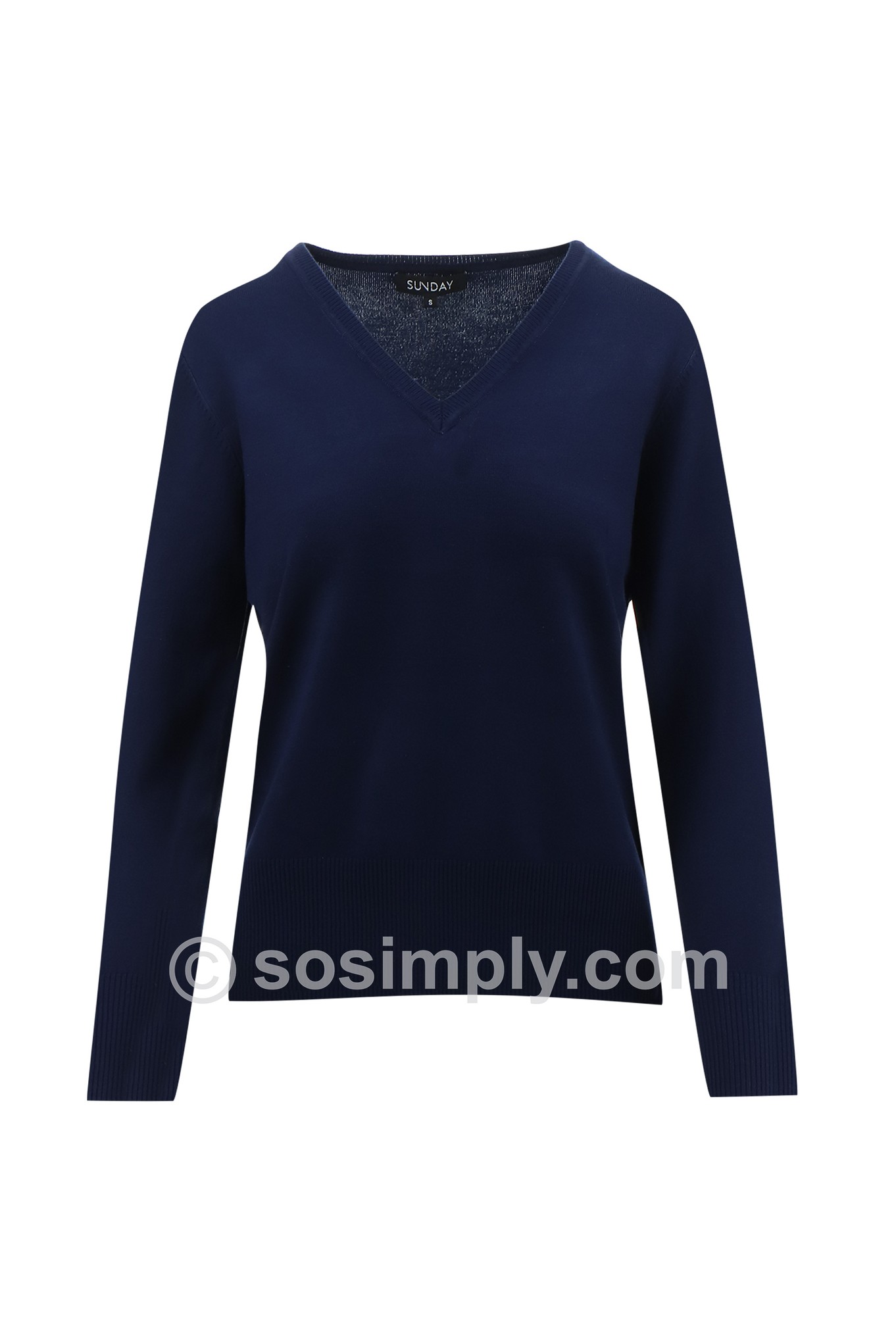 Sunday Ester Fine Knit V Neck Jumper Navy 69