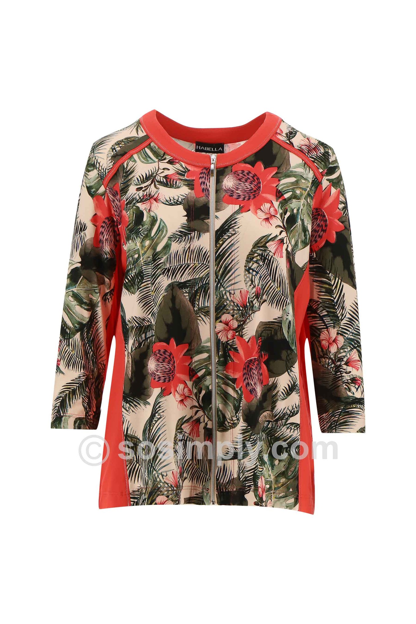 Habella Floral Fern Zip Up Jacket Dark Olive 88