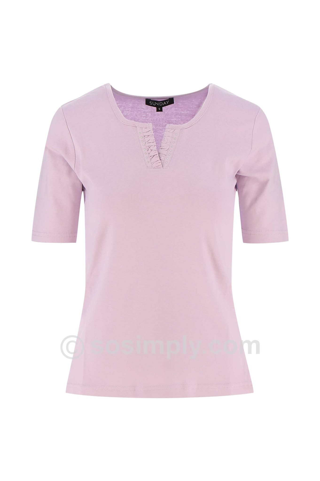 Sunday Round Split Diamante Cotton T-Shirt Deep Lilac 50