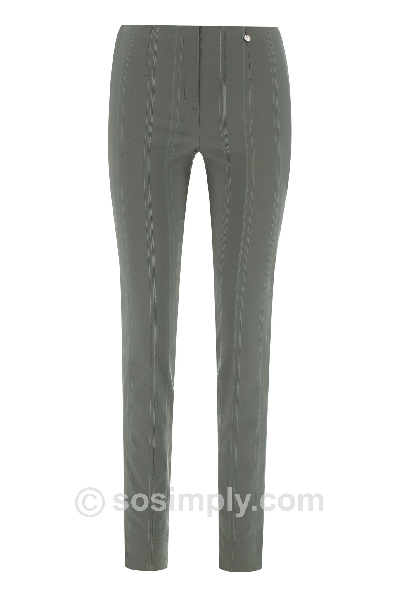 Robell Marie F/L Seersucker Trouser Ivy Green 881