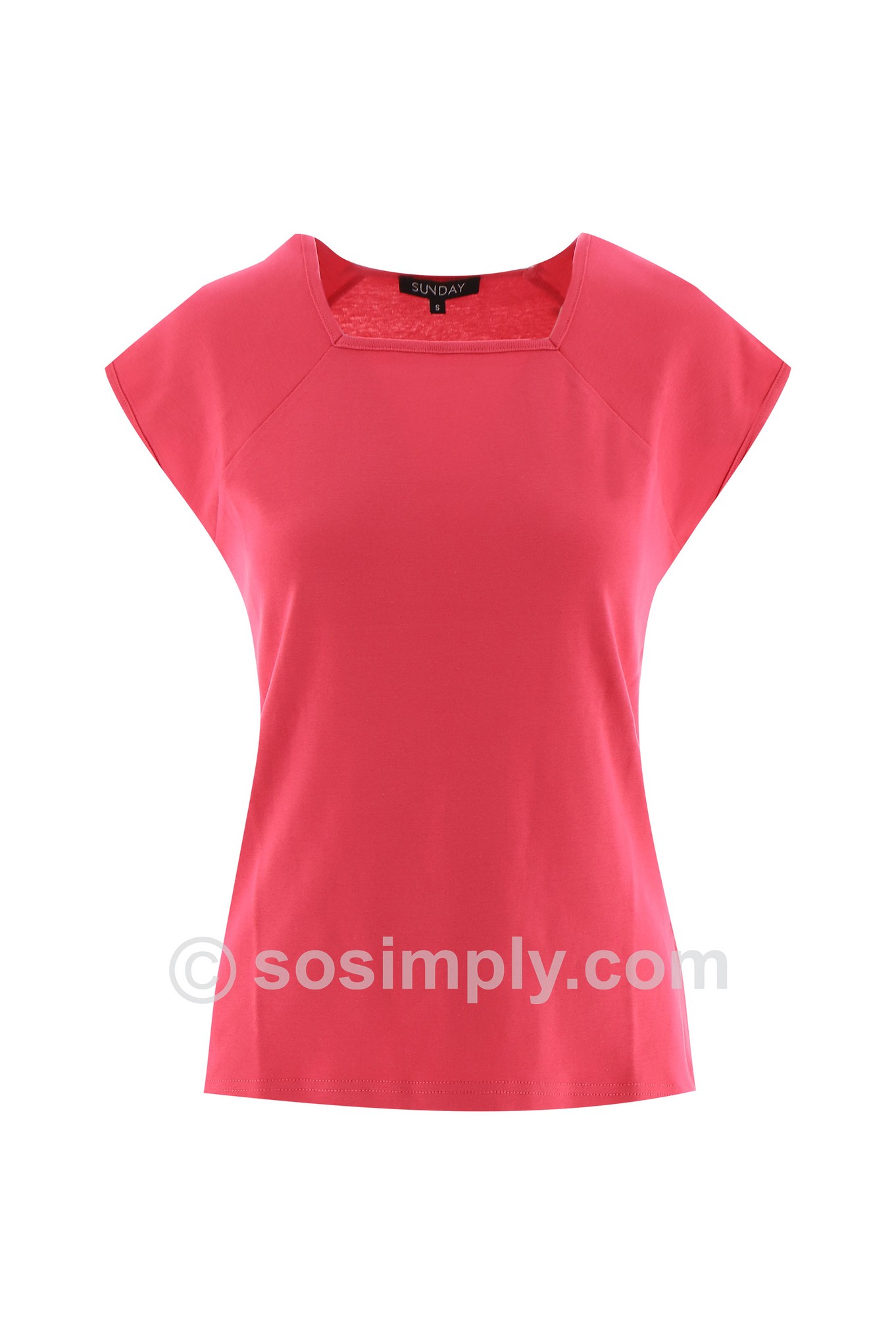 Sunday Square Neck Cap Sleeve T-Shirt Azalea 55
