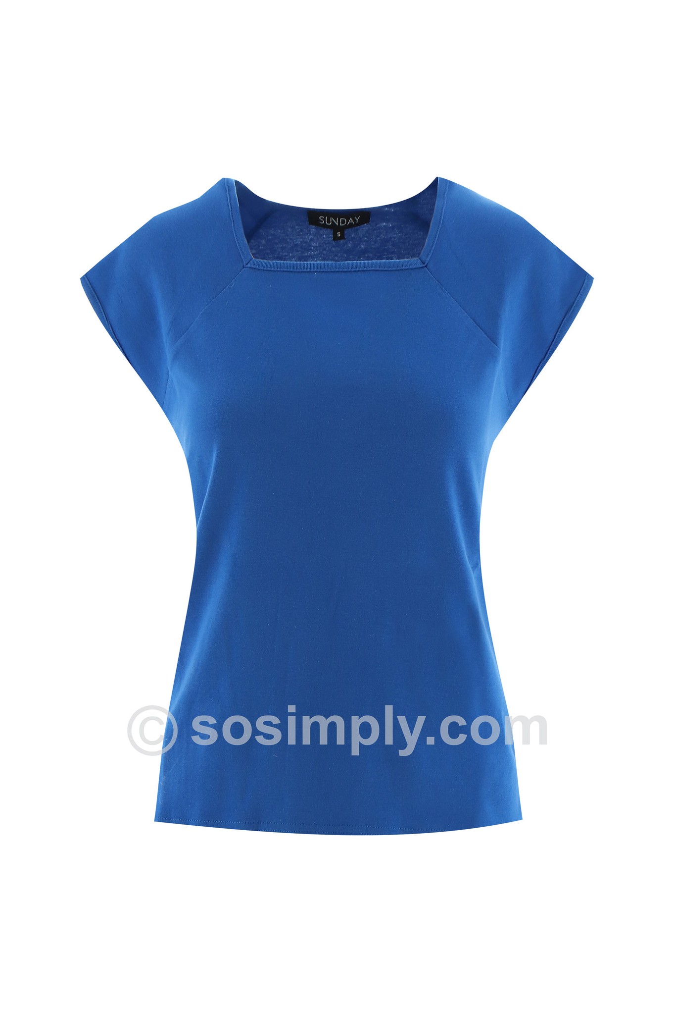 Sunday Square Neck Cap Sleeve T-Shirt Nautical Blue 66-0