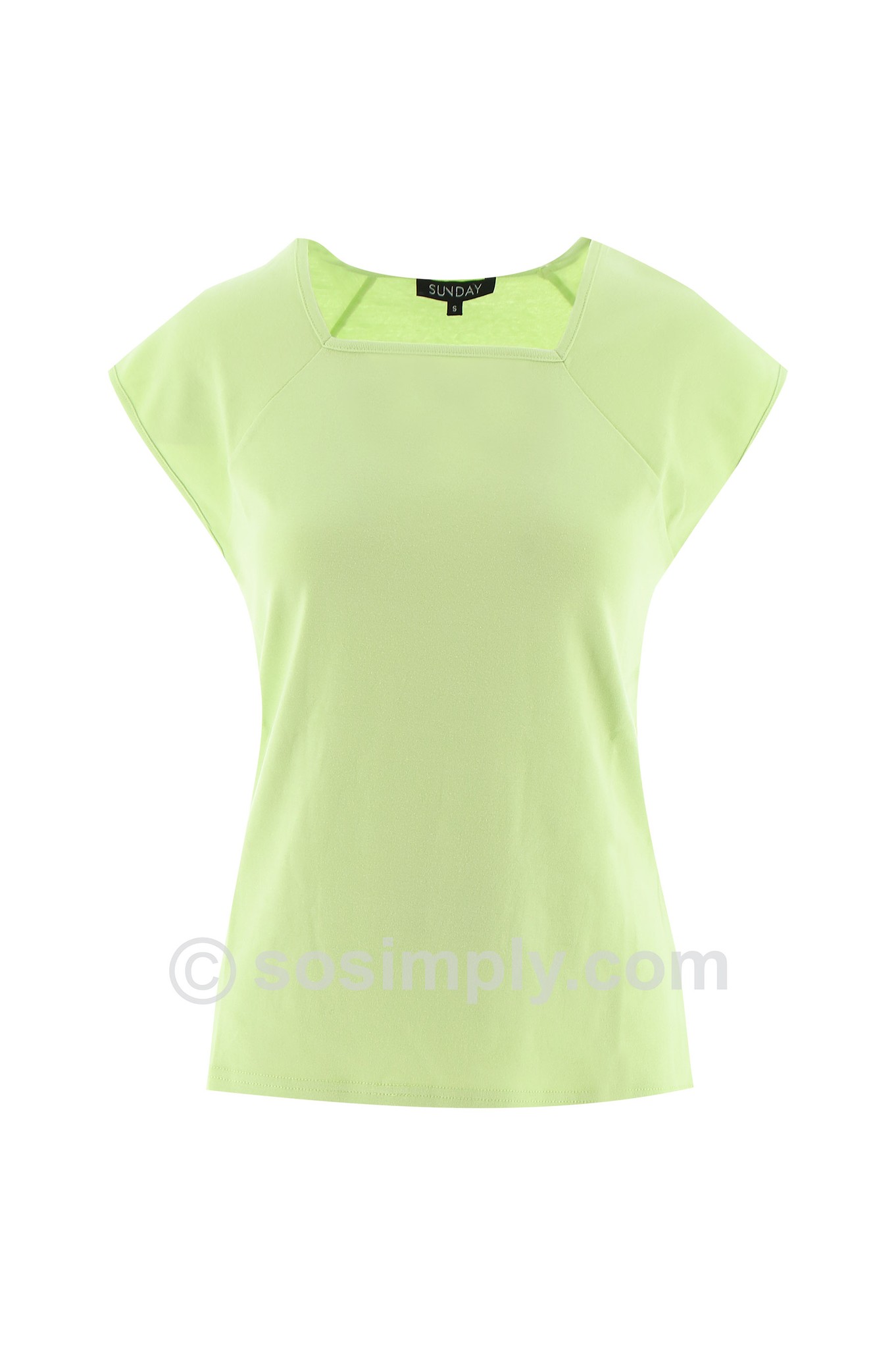 Sunday Square Neck Cap Sleeve T-Shirt Seafoam Green 80