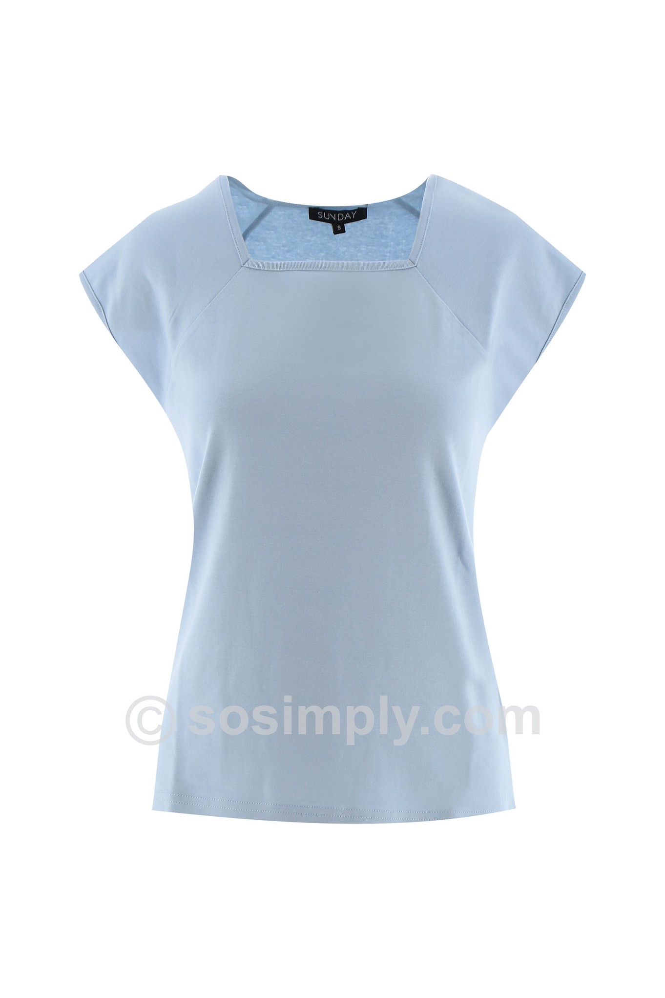 Sunday Square Neck Cap Sleeve T-Shirt Chambray Blue 630