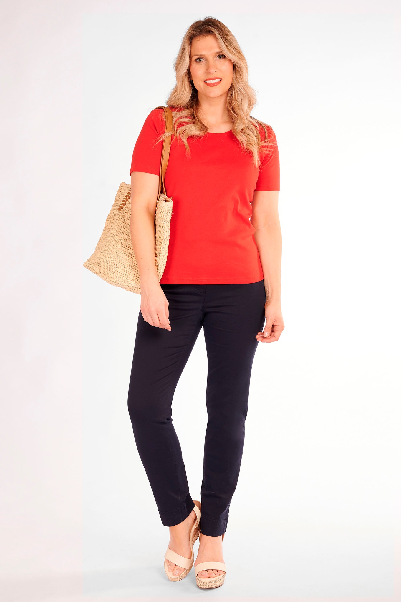 Robell Marie Cotton Twill Trouser Navy 69