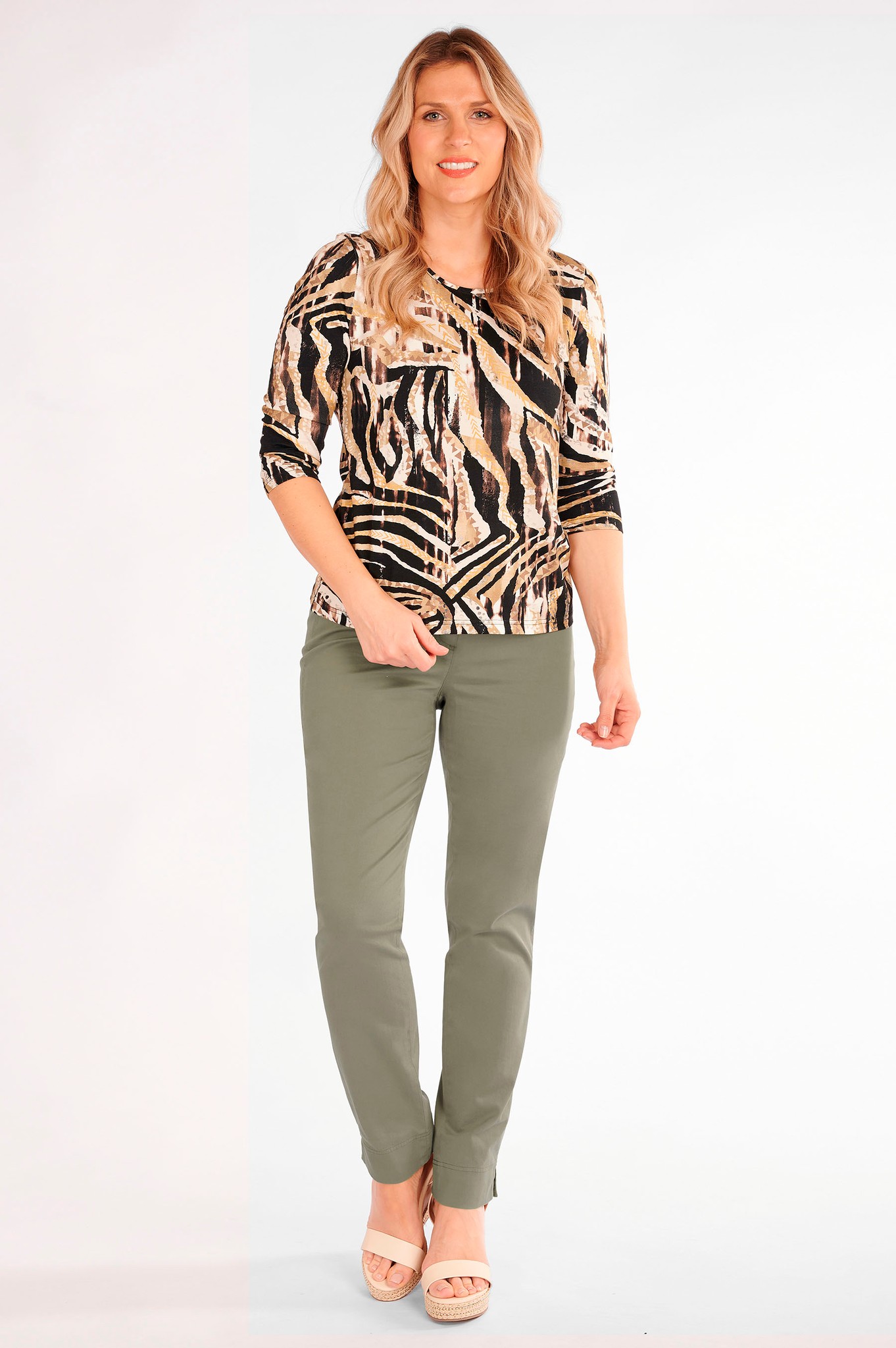 Robell Marie Cotton Twill Trouser Ivy Green 881