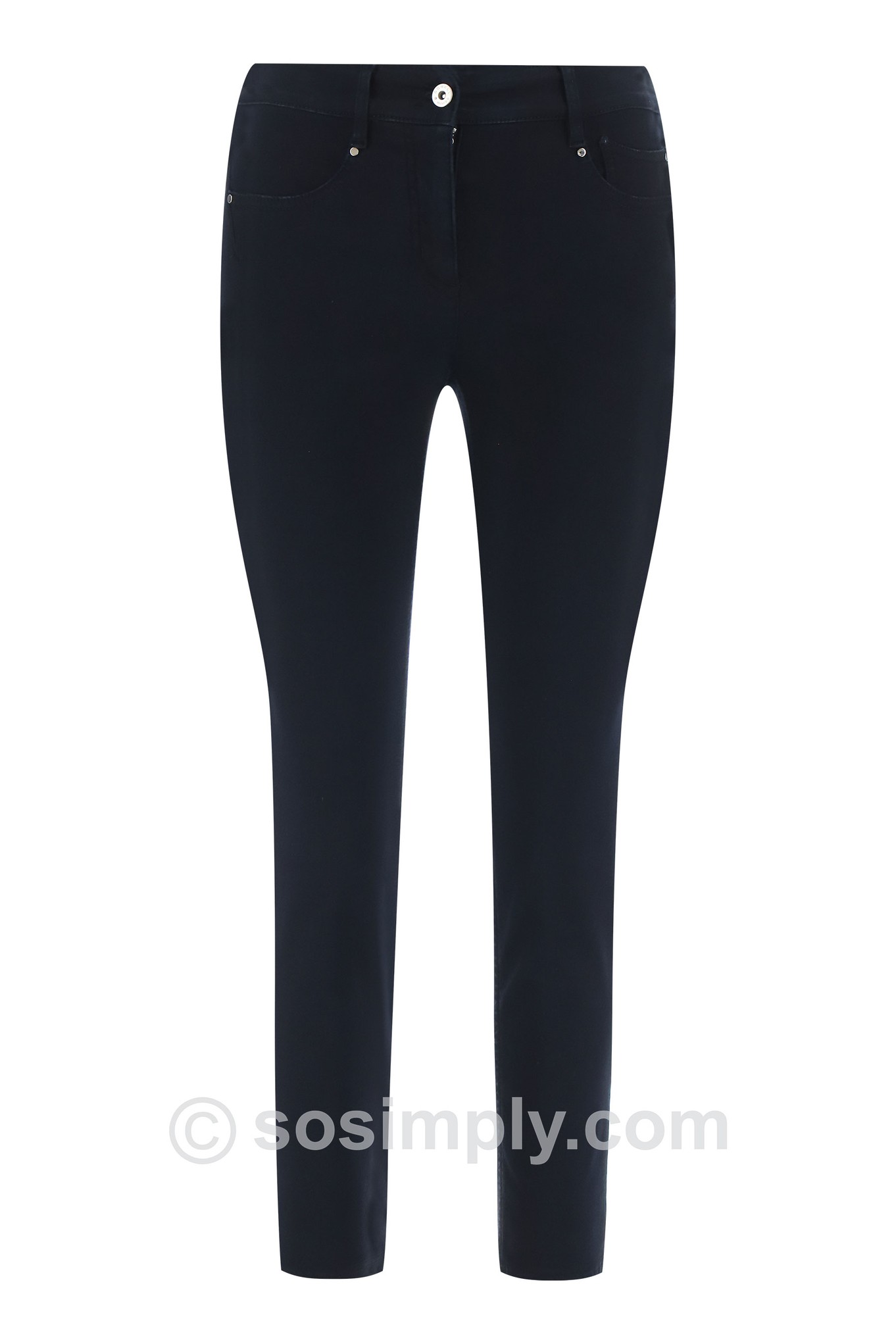 Robell Elena 09 Stretch Denim Jean Navy Blue 6969 Navy Stitching