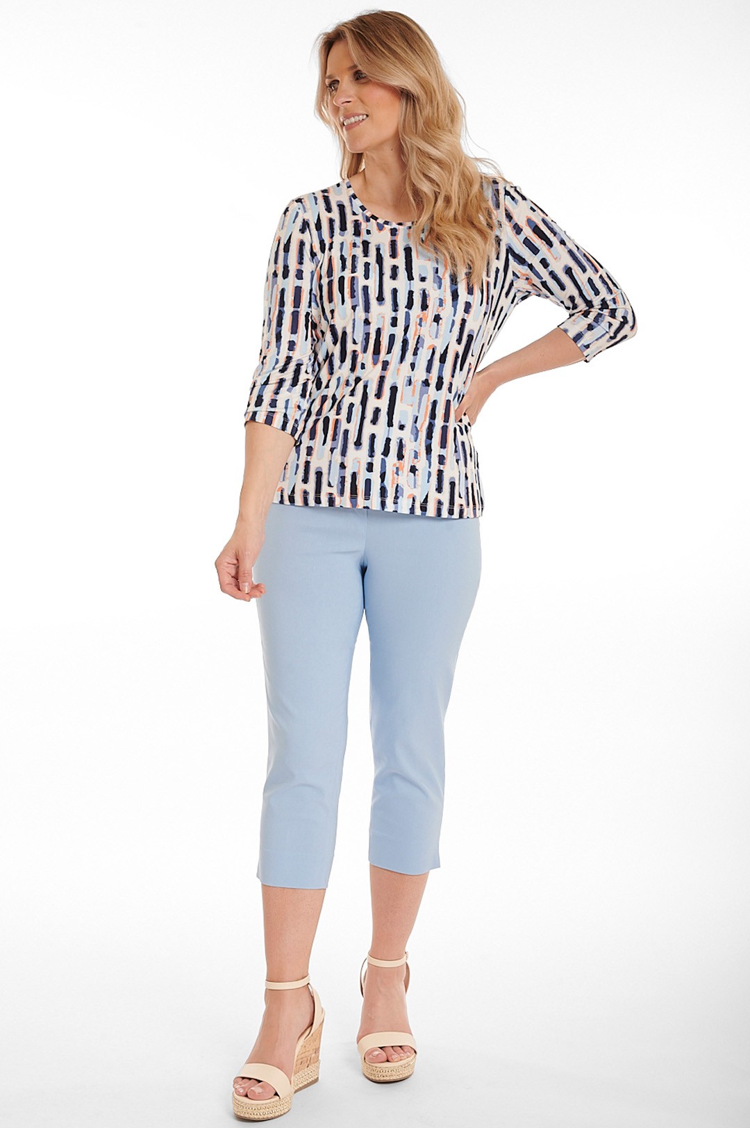 Robell Marie 07 Crop Trouser Light Blue 611