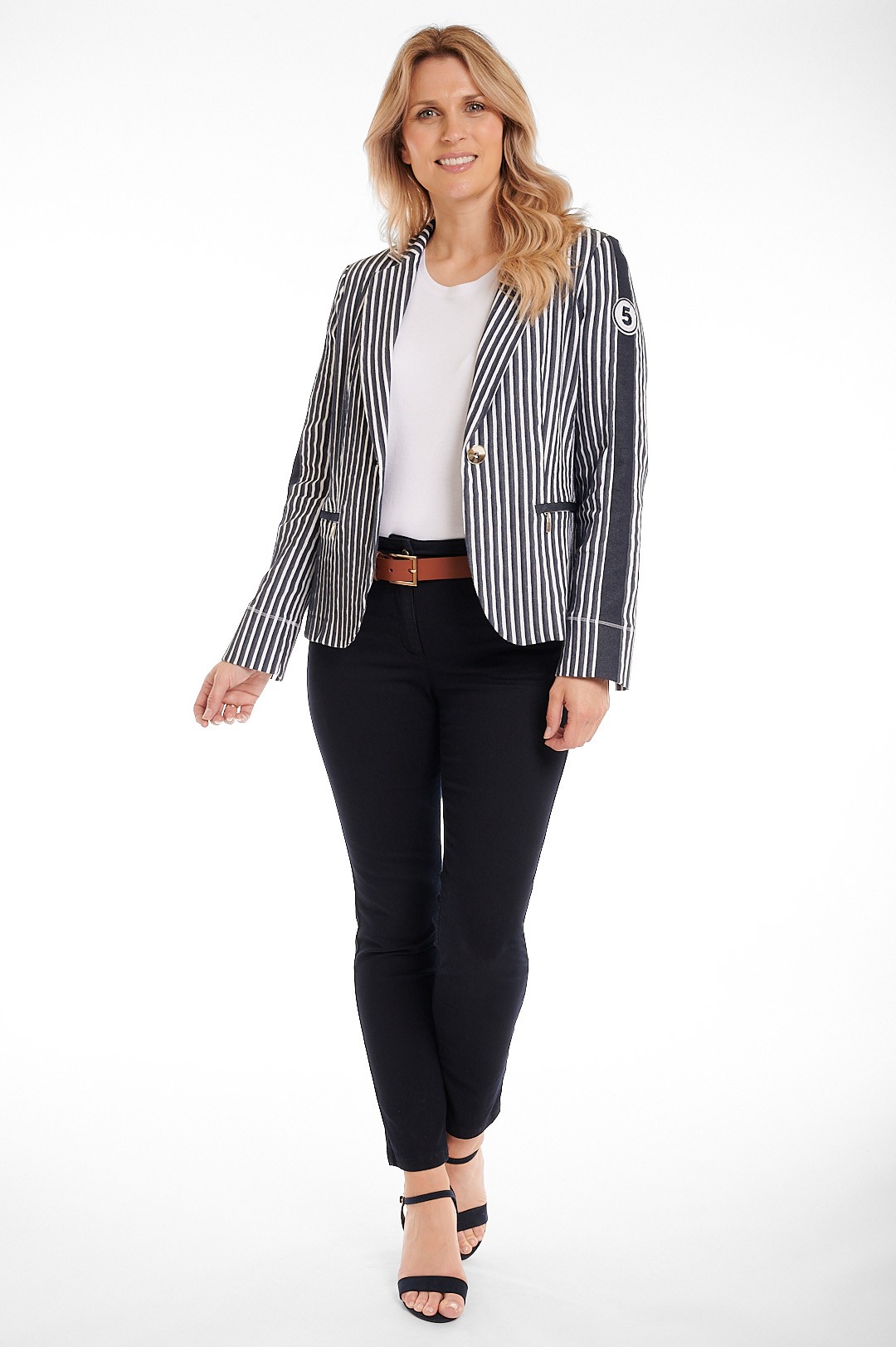 Striped blazer womens sale