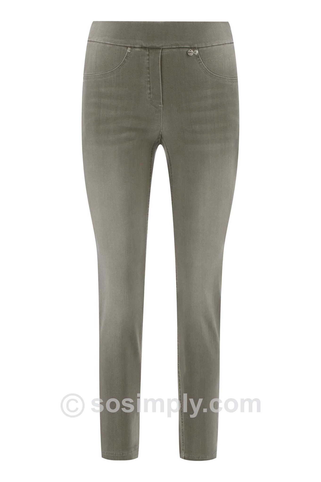 Robell Rose 09  Vintage Denim Ankle Grazer Fern Green 86