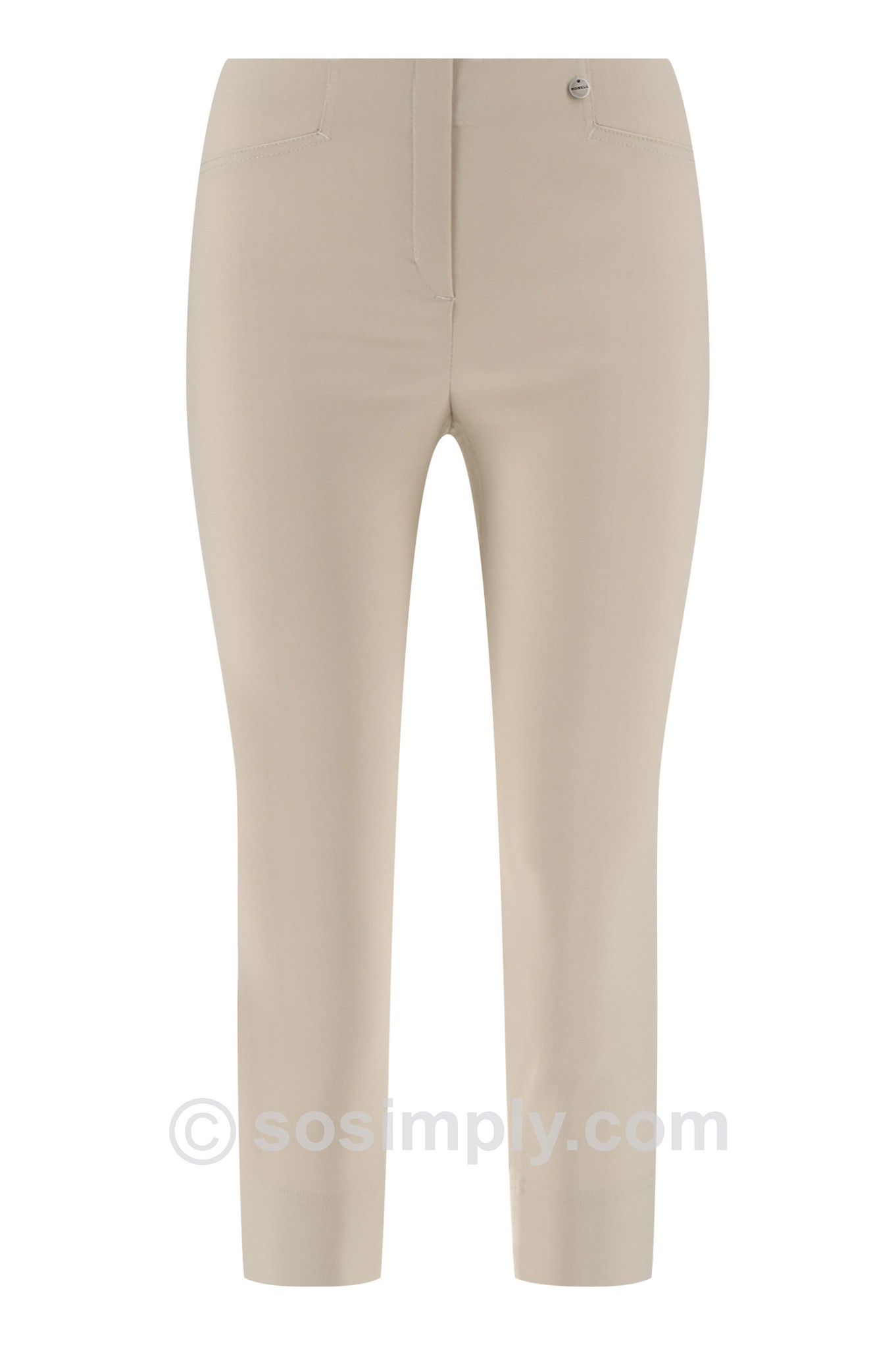 Robell Rose 07 Cropped Trousers Beige 14