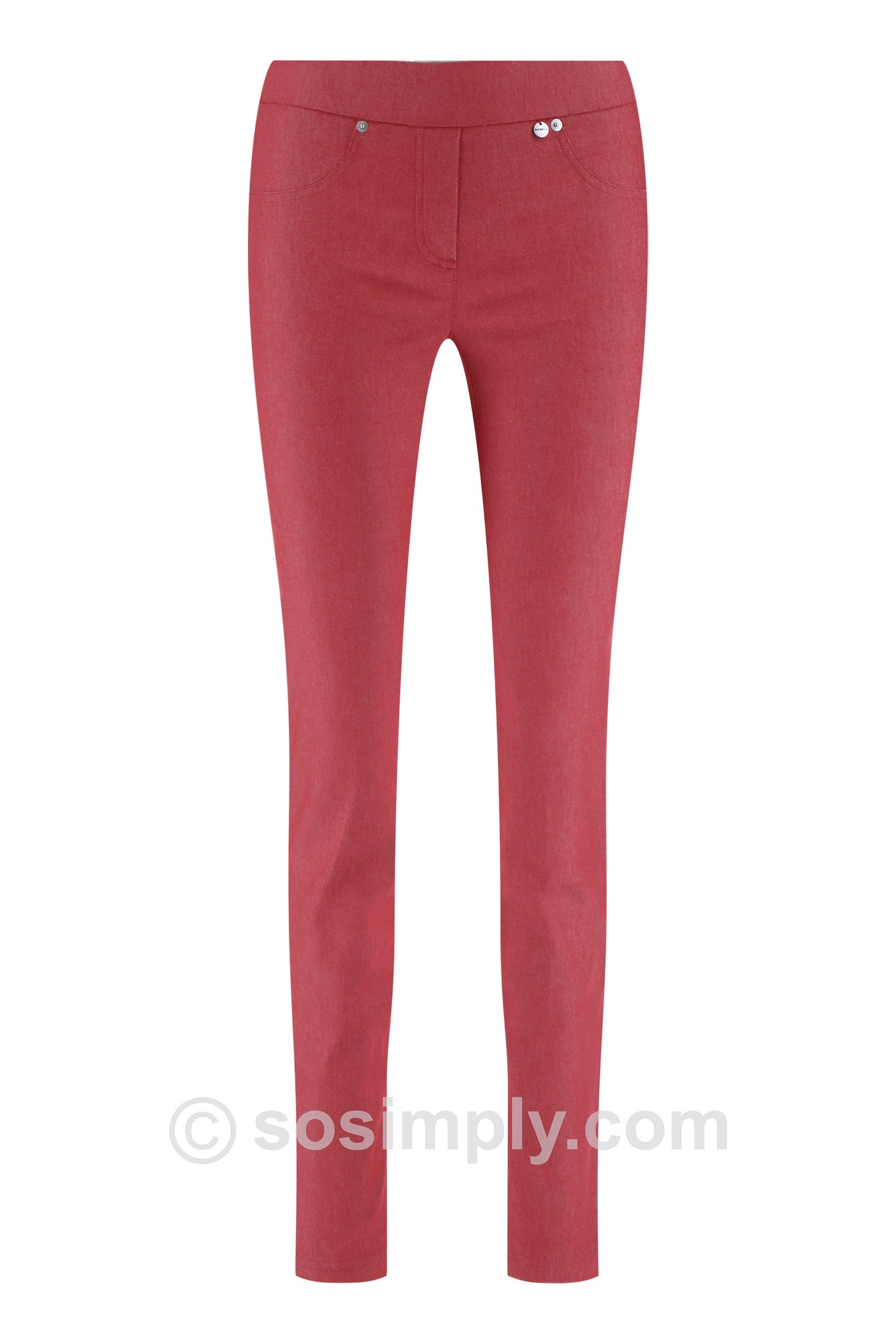 Robell Rose Jean Style Cotton Trouser Red 40