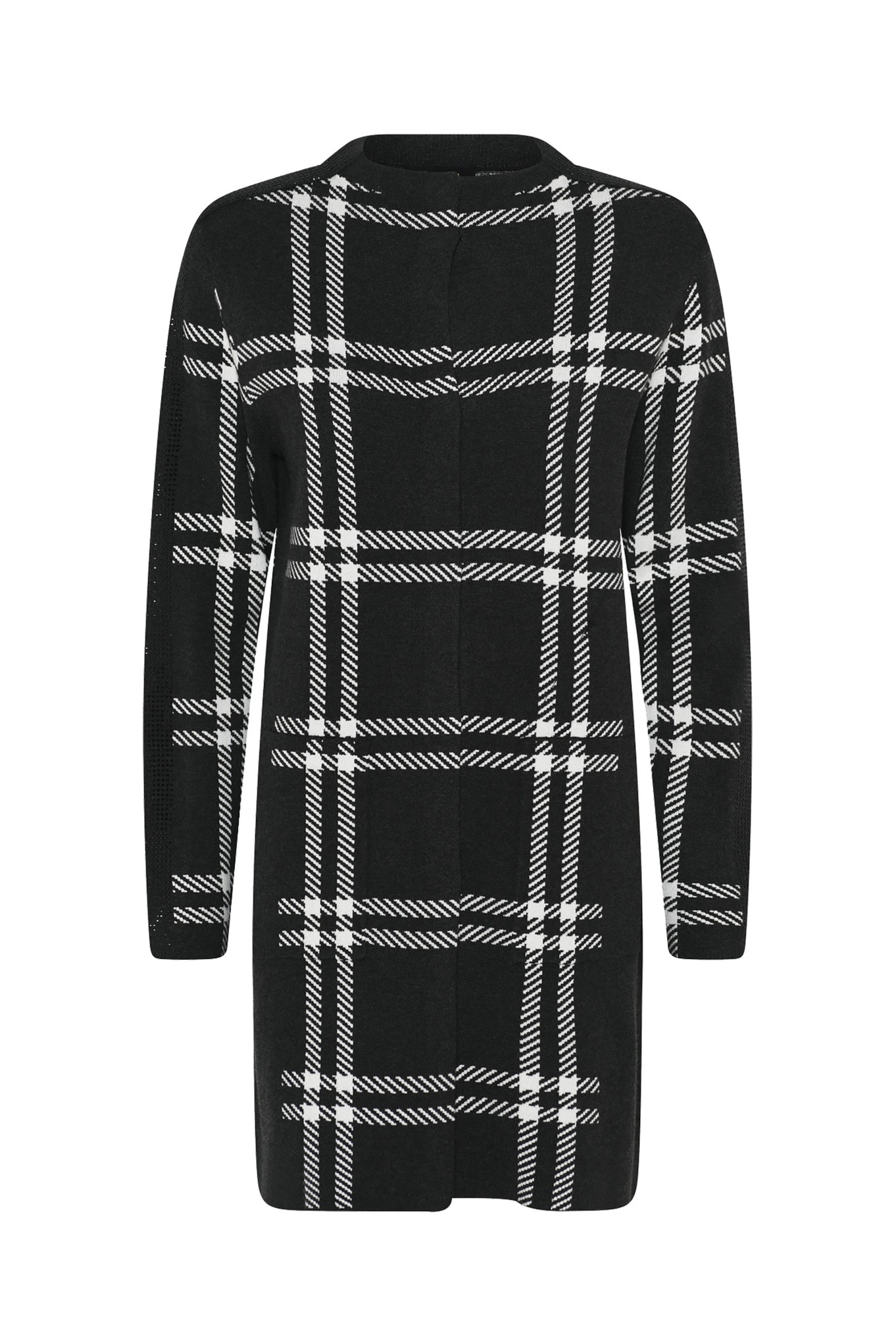 I'cona Luxe Chalk Check Knitted Coatigan Charcoal 99