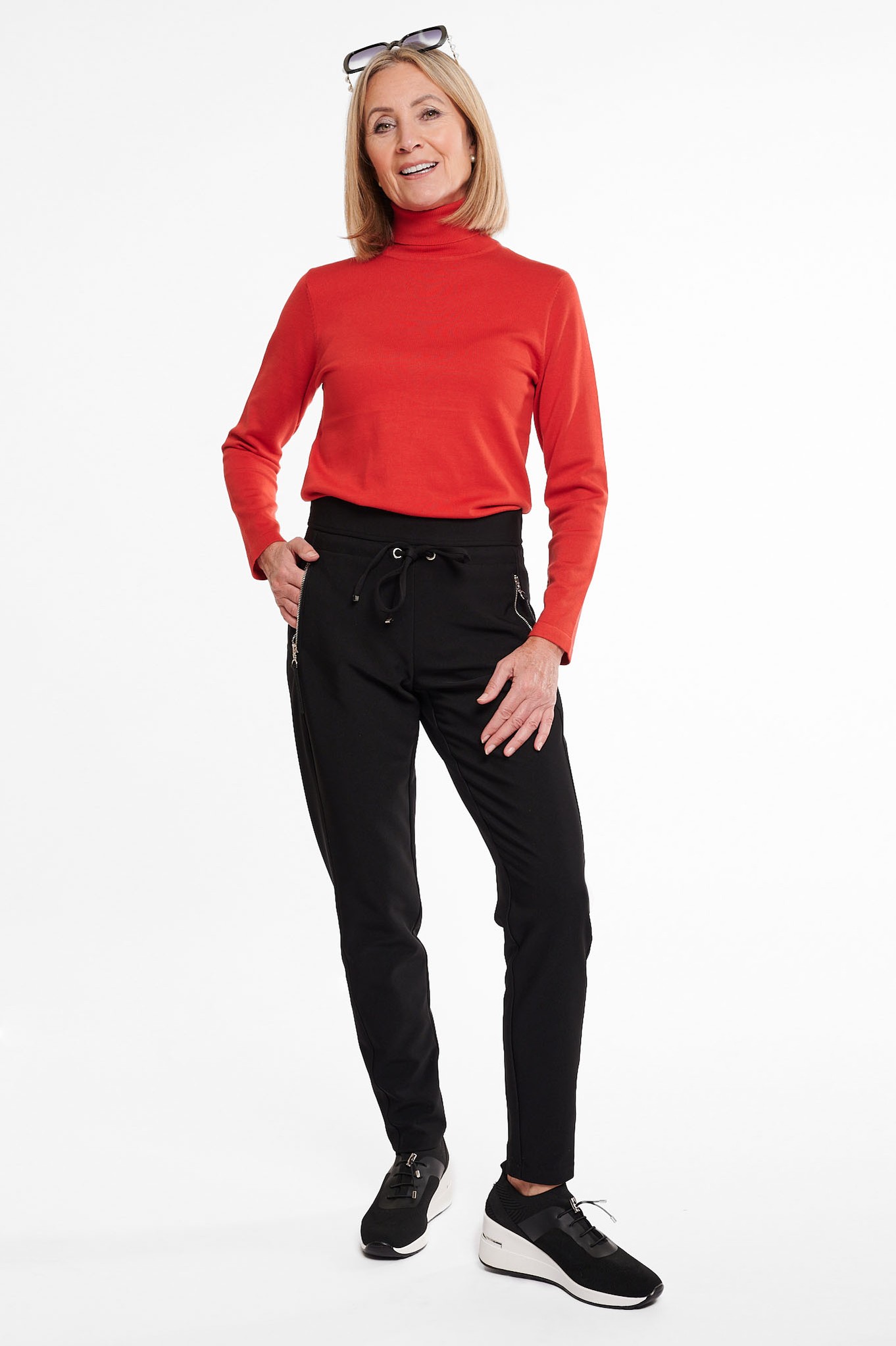 Robell Hygge Tie Waist Woven Jogger Black 90