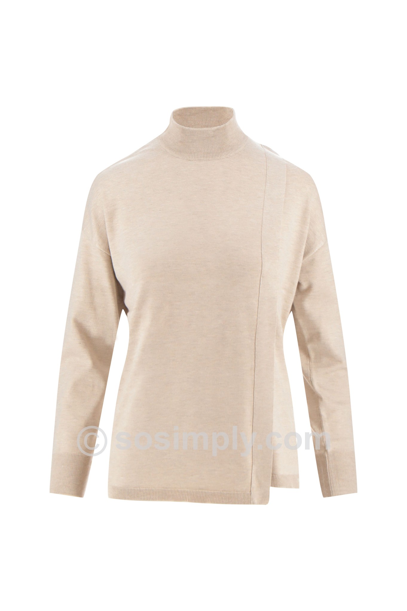 Sunday Kajsa Soft Knit Polo Neck Jumper Ecru 1511