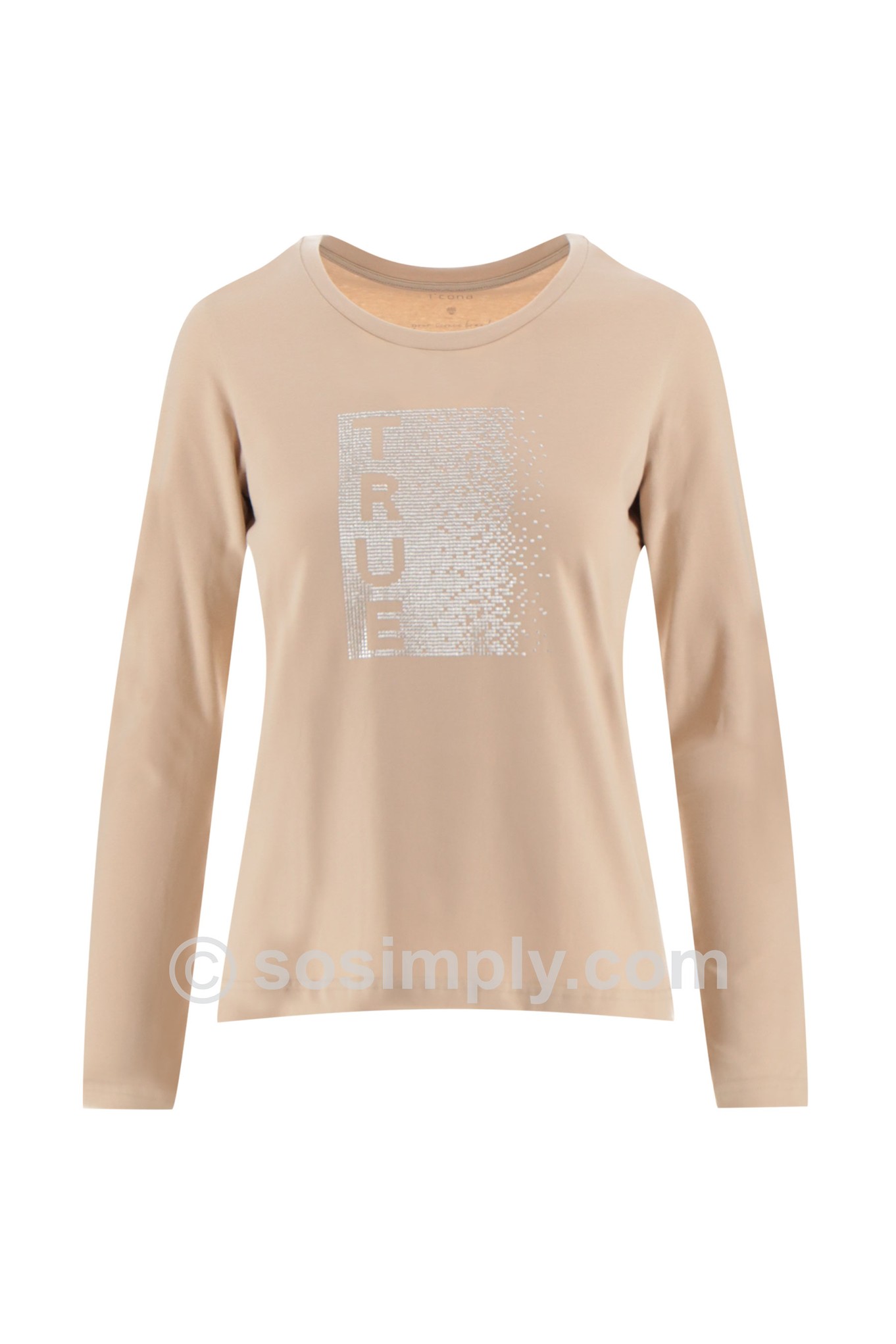 I'cona Embellished True Jersey Top Warm Taupe 131