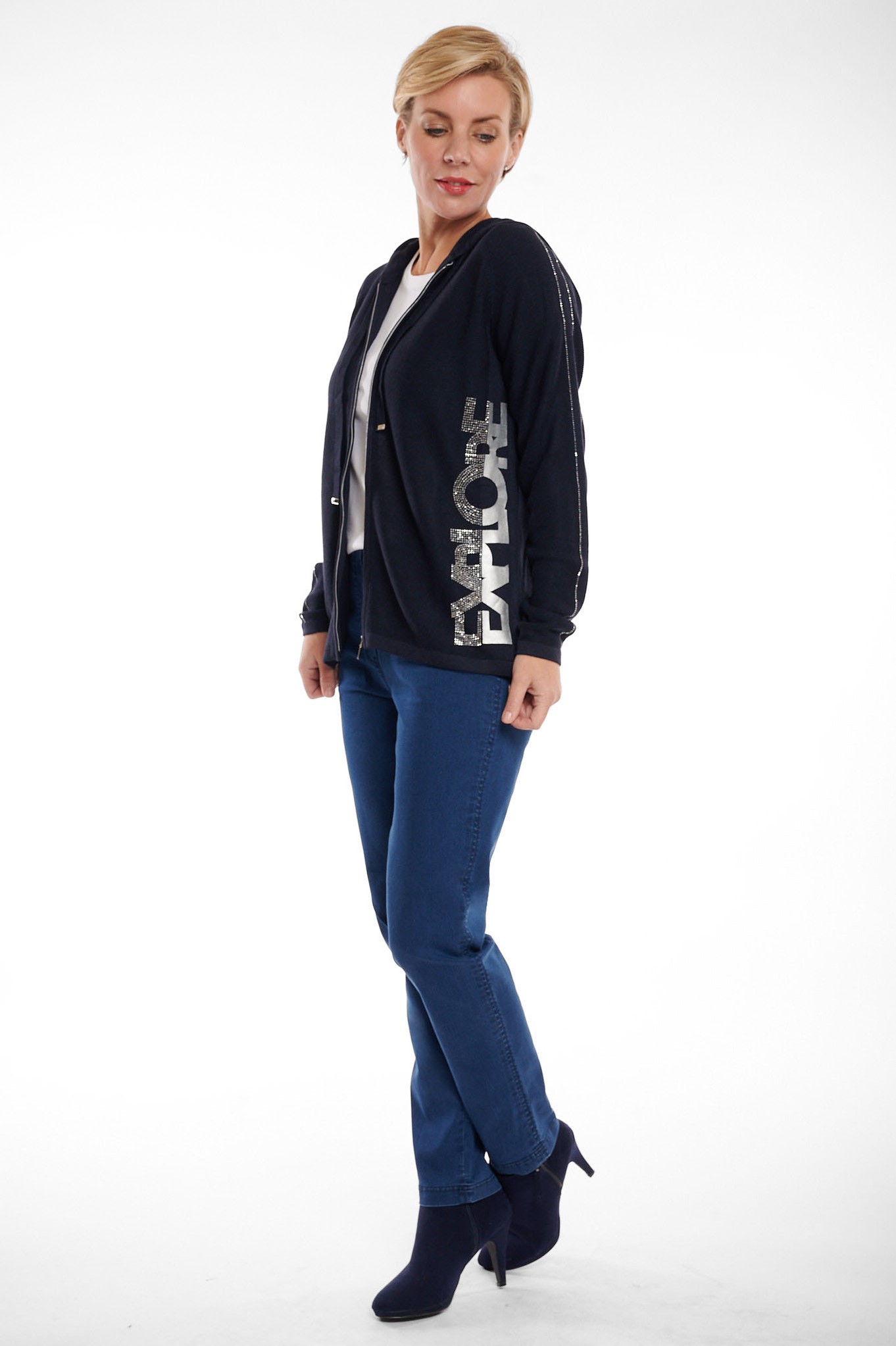 I'cona Fine Knit Explore Hoodie Jacket Navy 69