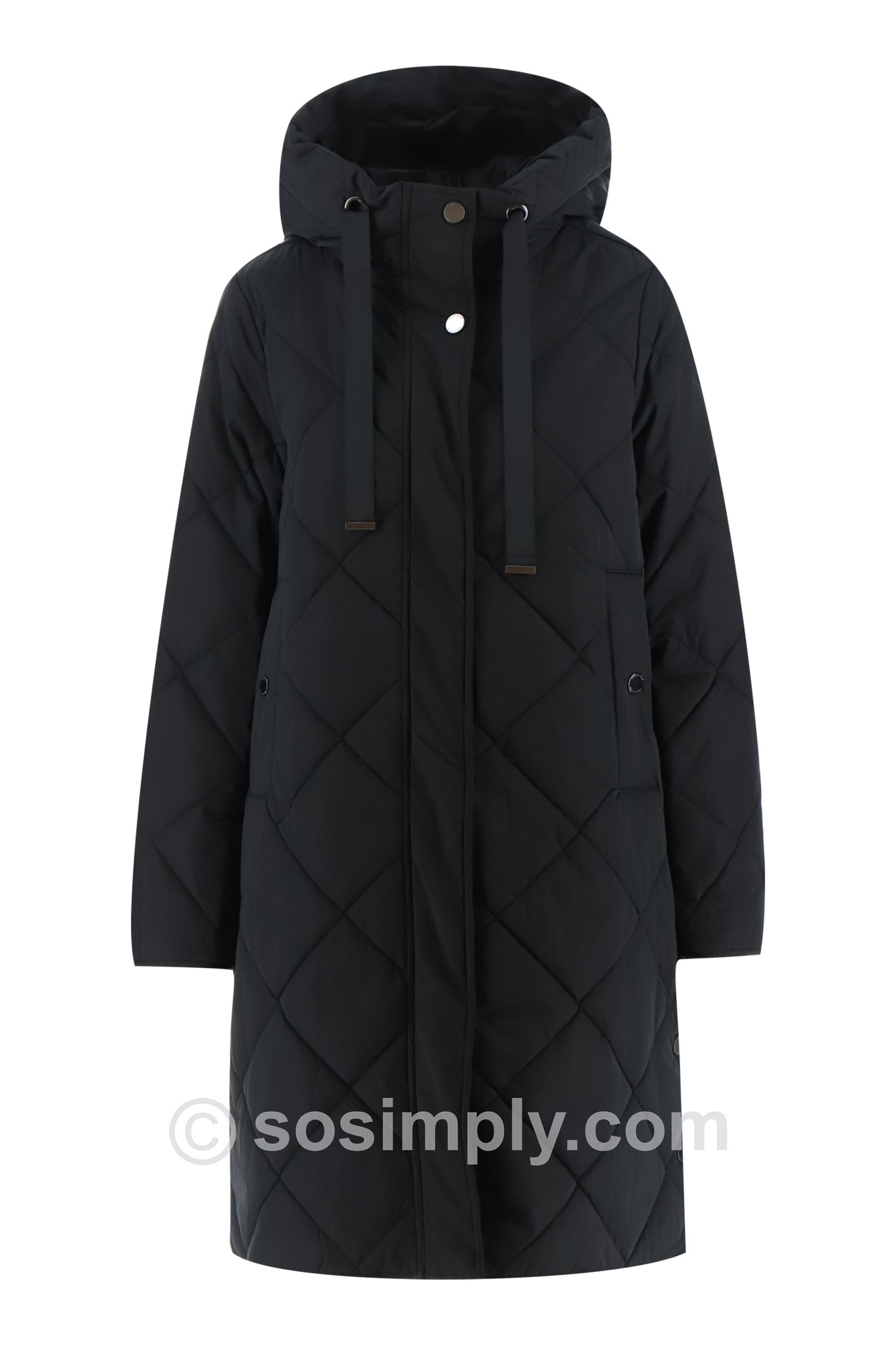 Frandsen Livi Diamond Quilted Hooded Coat Black 90