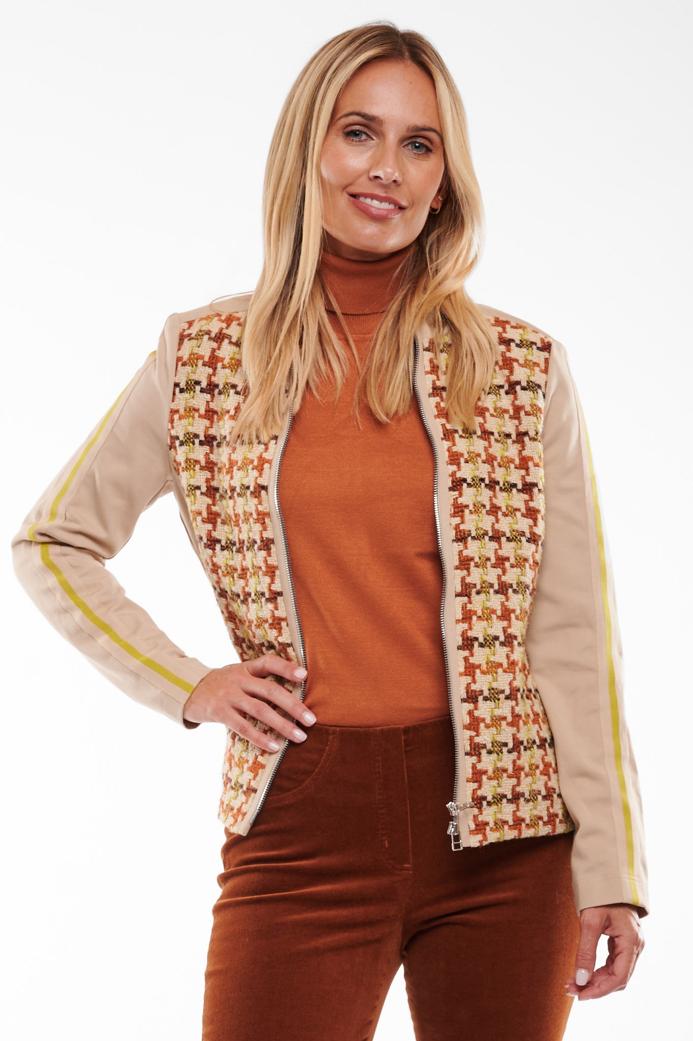 I'cona Luxe Woven Houndstooth Jacket Sulphur Lime Mix 82