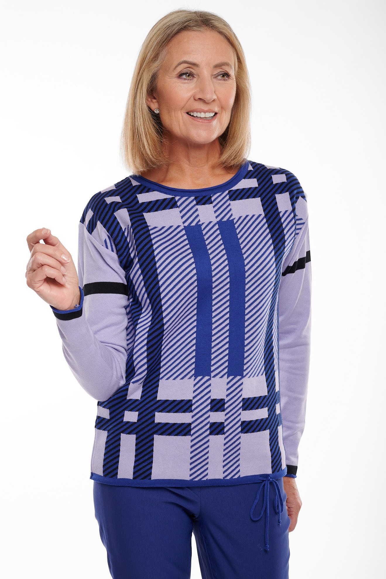 That's Me Gina Tie Jumper Royal Blue Mix 52
