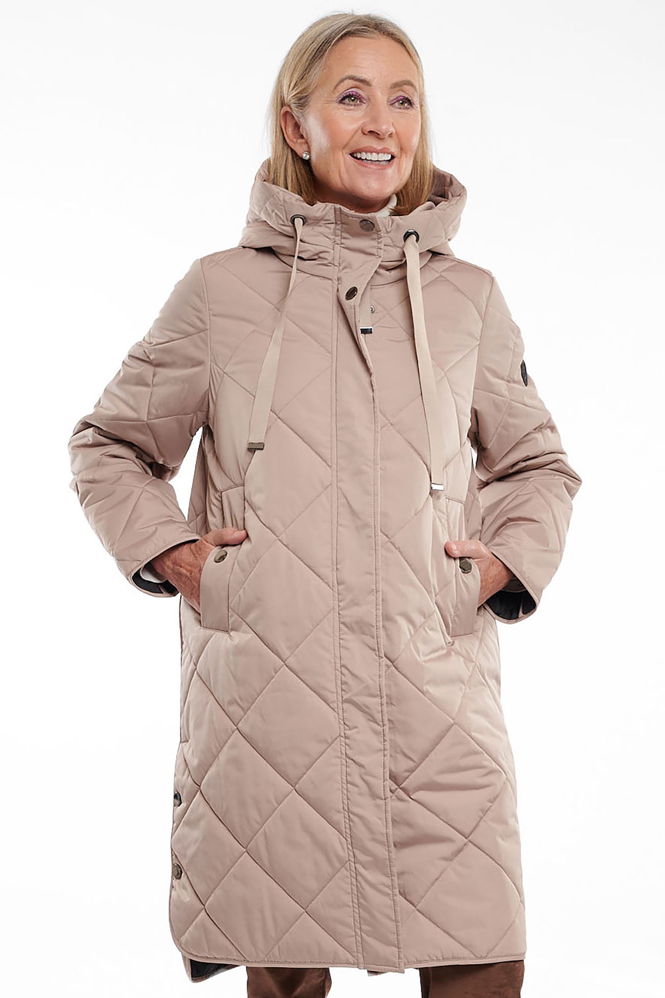 Frandsen Livi Diamond Quilted Hooded Coat Warm Sand 15