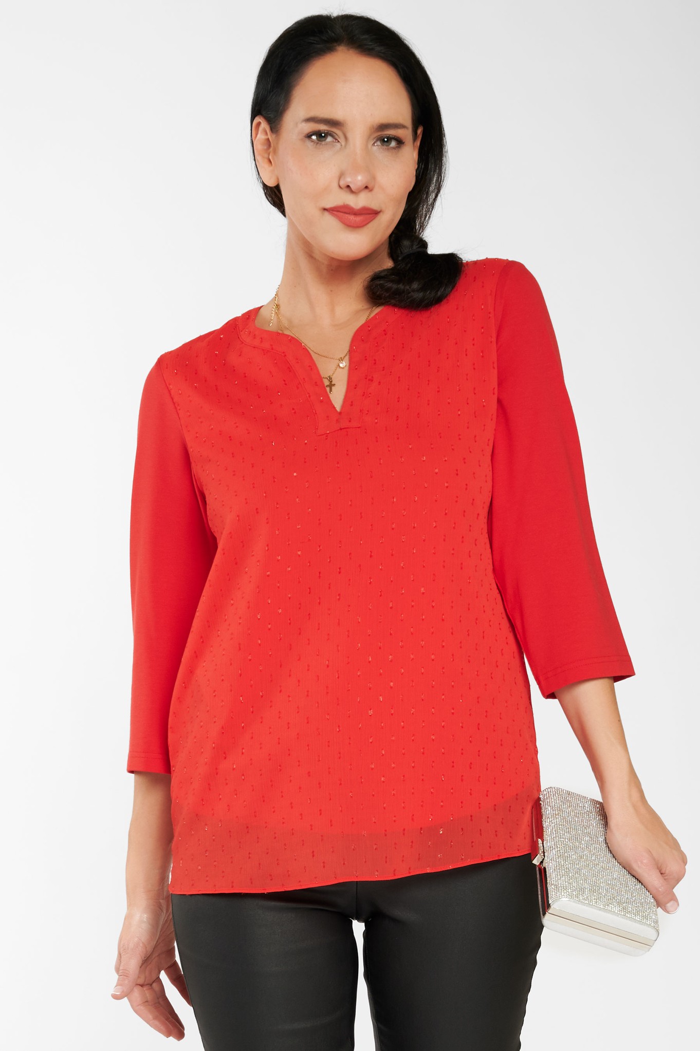 Habella Natalya Sparkle Blouse Rosso Red 46