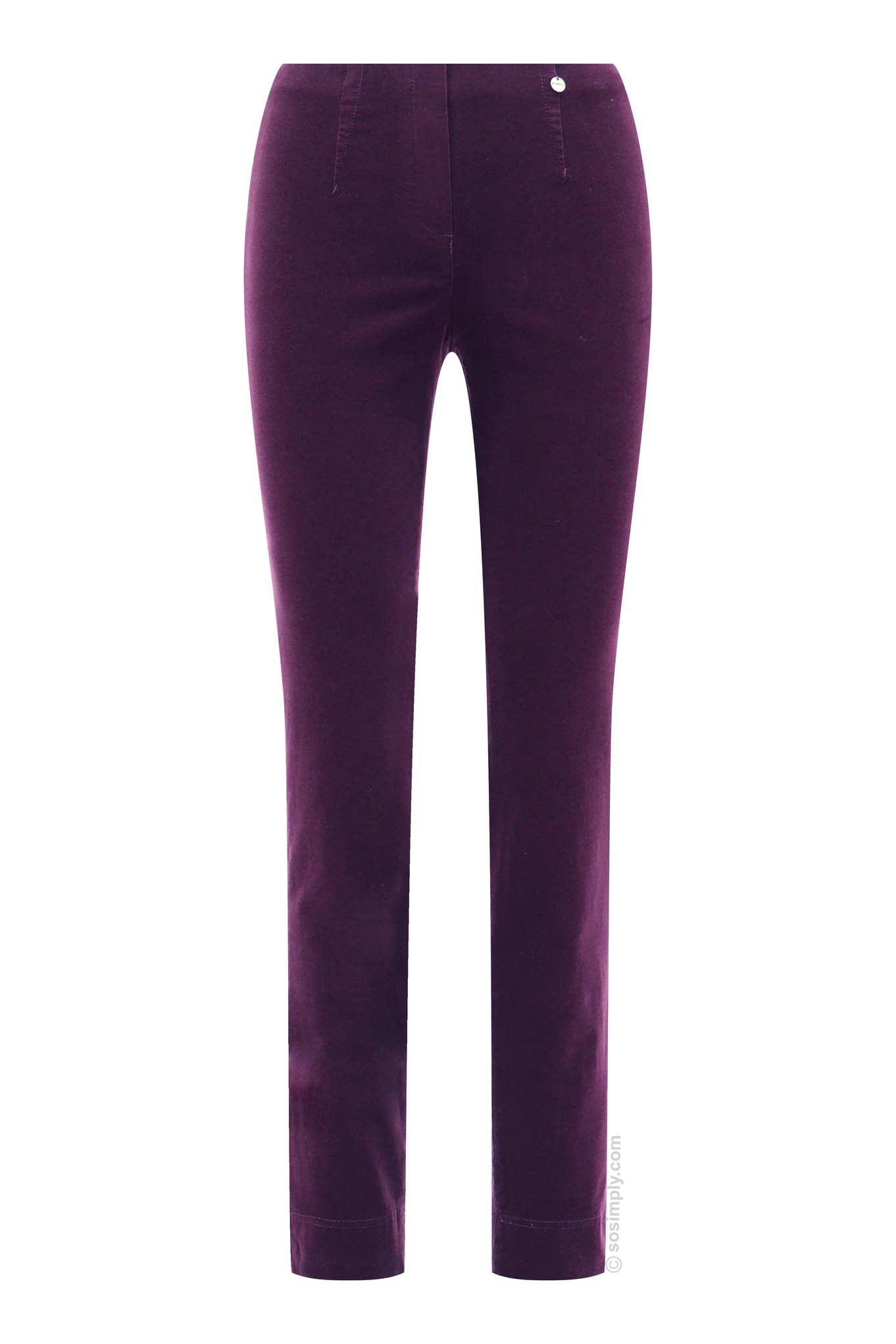 Robell Marie Petite Velvet Trousers Regal Purple 50