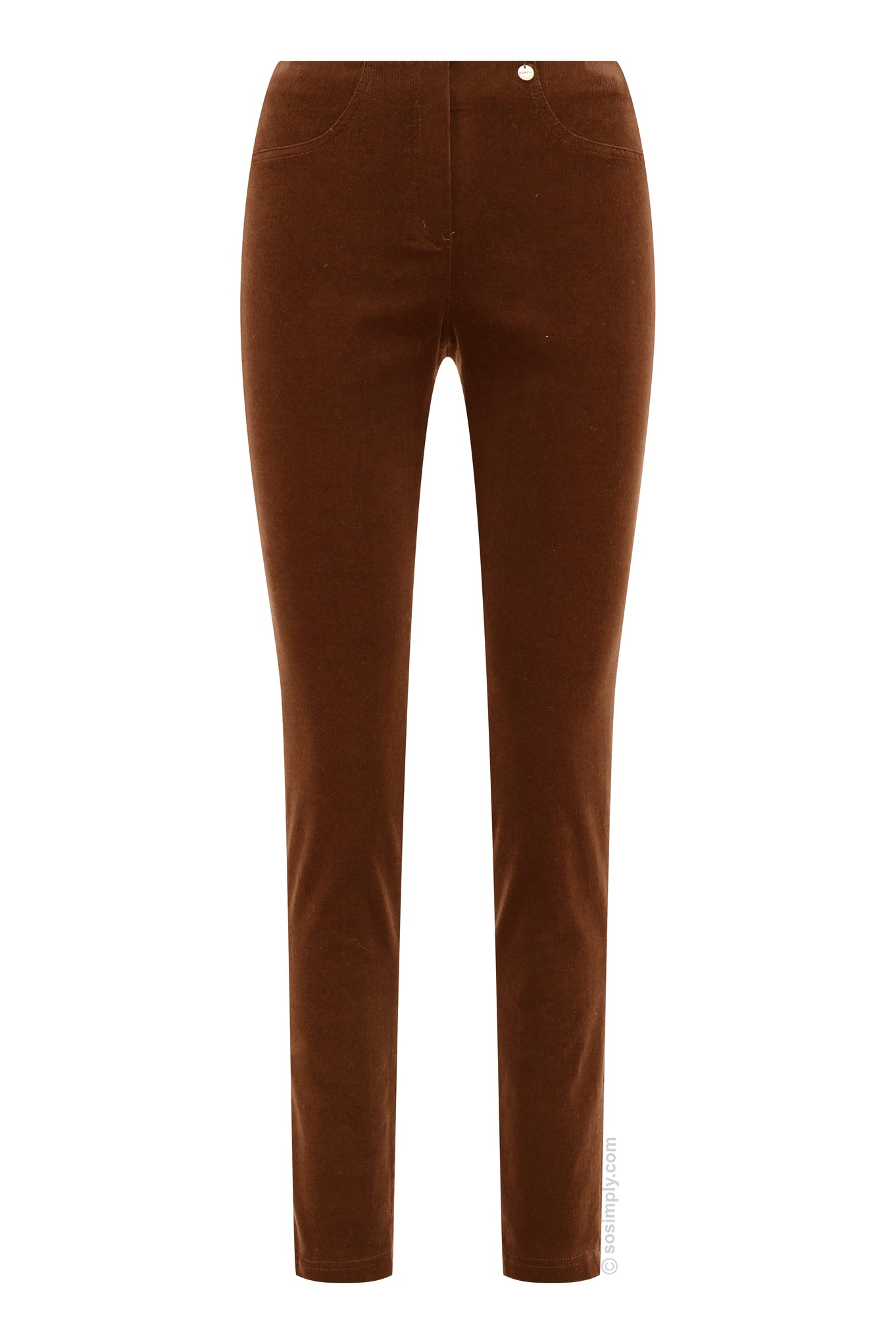 Robell Bella Petite Needlecord Trousers Russet Brown 37