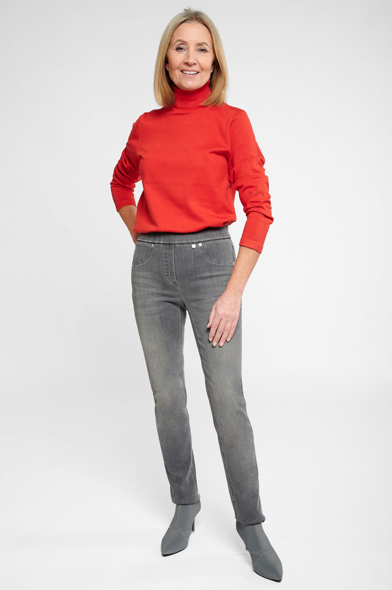 Robell Rose Slim Fit Denim Jean Dark Grey 95