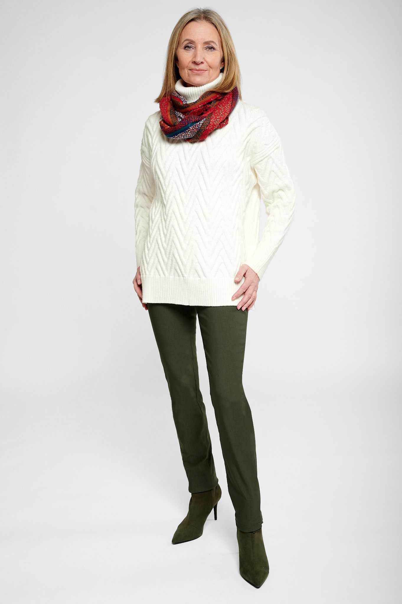 Robell Rose Winter Weight Trouser Woodland Green 884