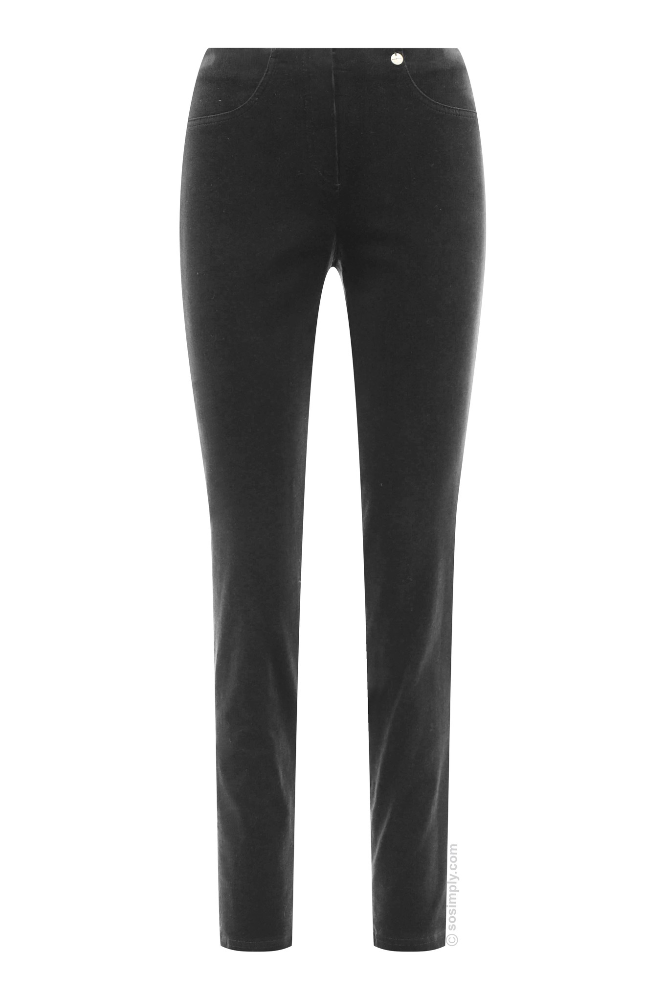 Robell Bella Needlecord Trousers Dark Grey 95