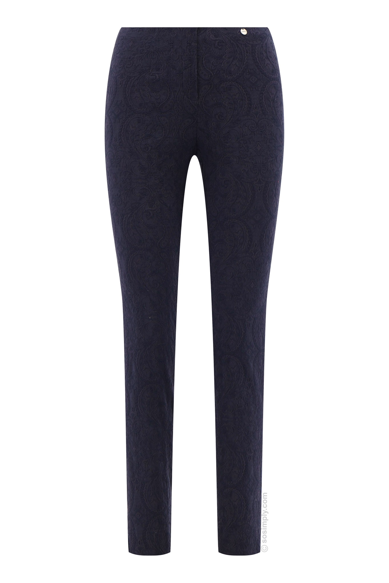 Robell Marie Paisley Jacquard Trouser Navy 69