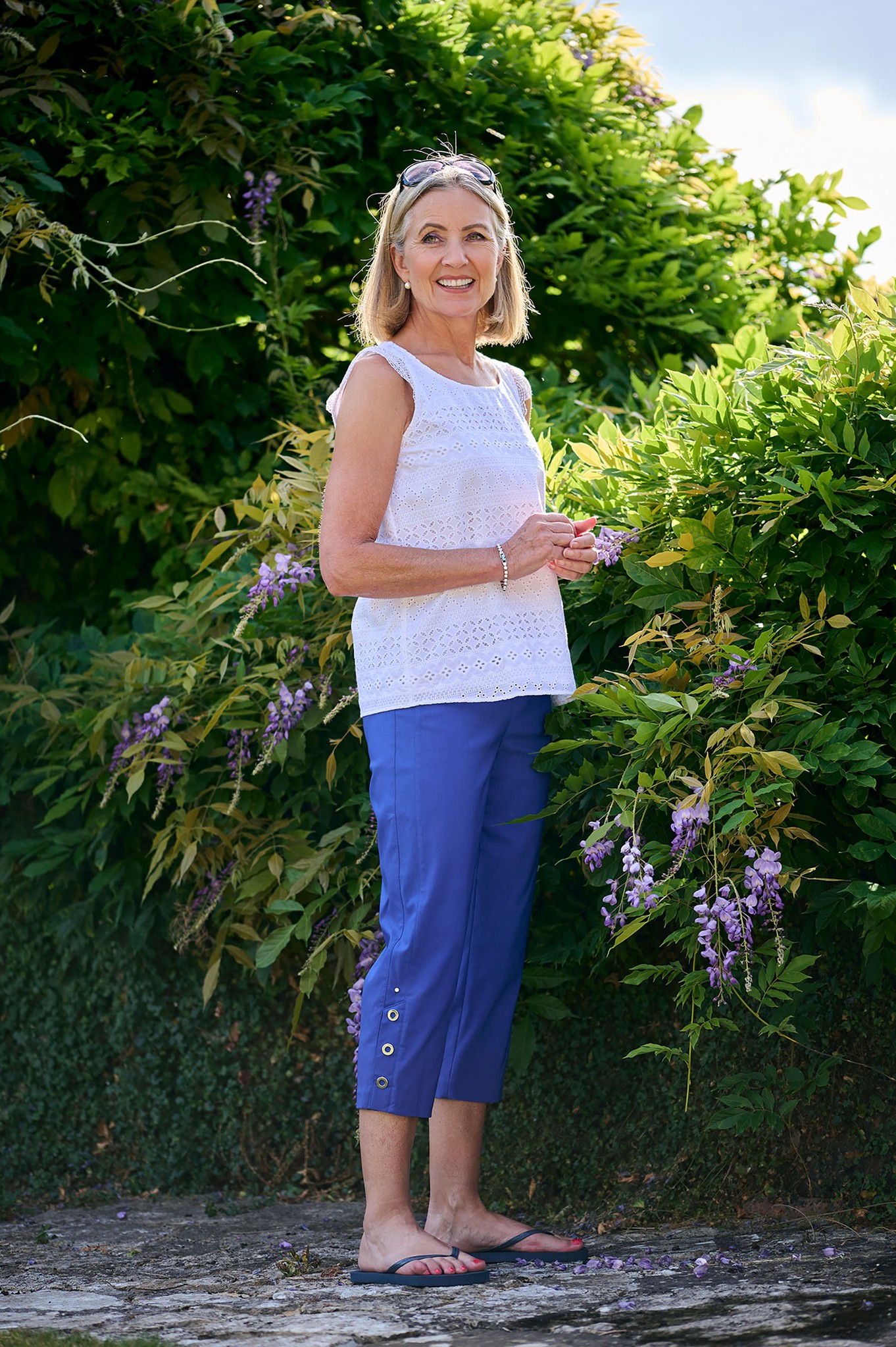 Robell Marie 07 Eyelet Crop  Royal Blue 67