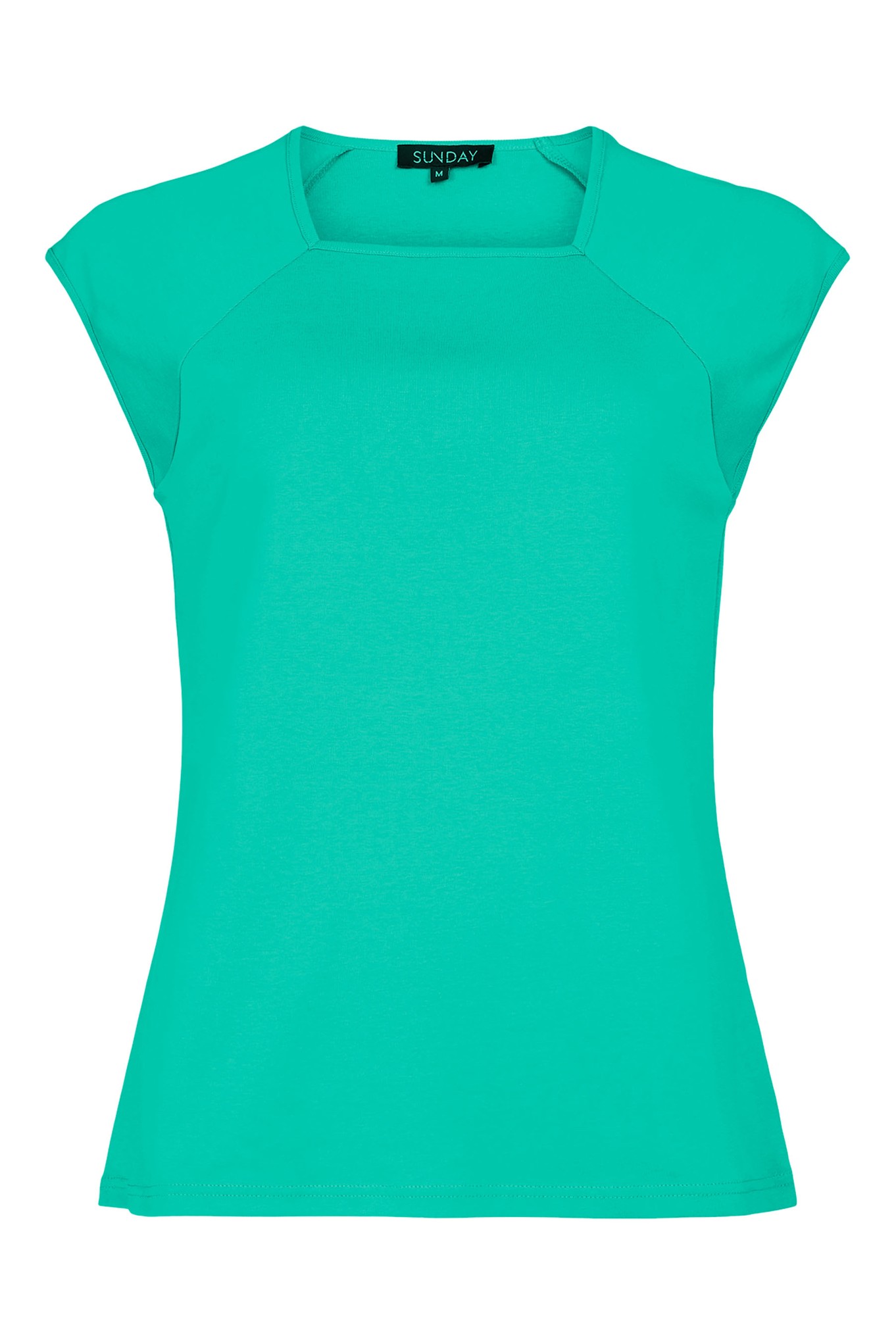 Sunday Square Neck Cap Sleeve T-Shirt Emerald 79