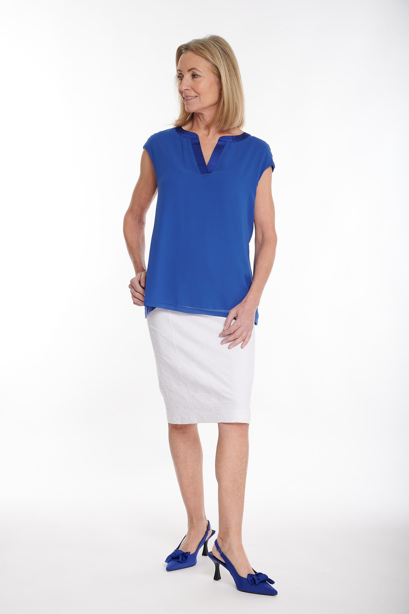 Robell Christy Seersucker Skirt White 10