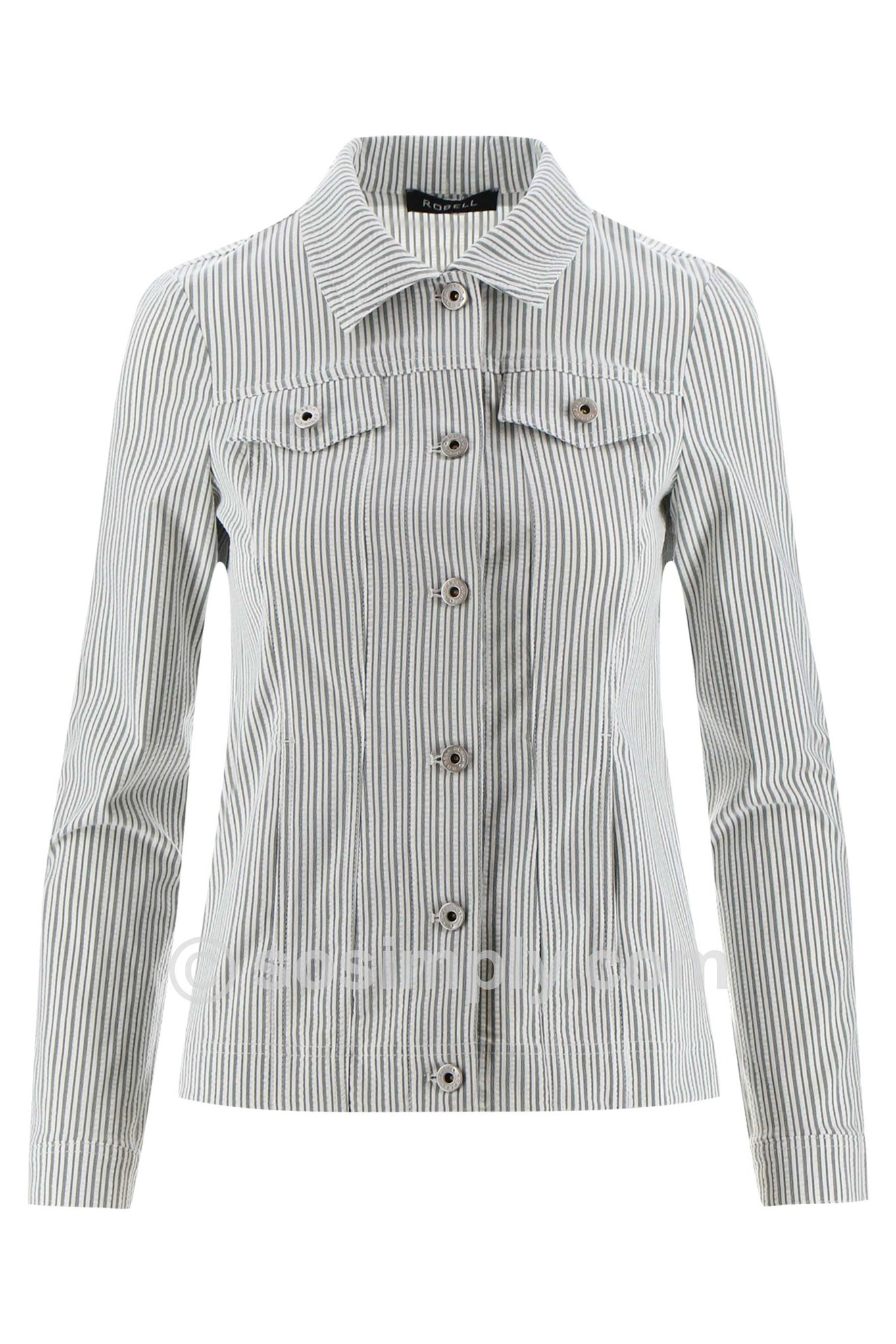 Robell Pinstripe Seersucker Happy Jacket Silver Sage 88