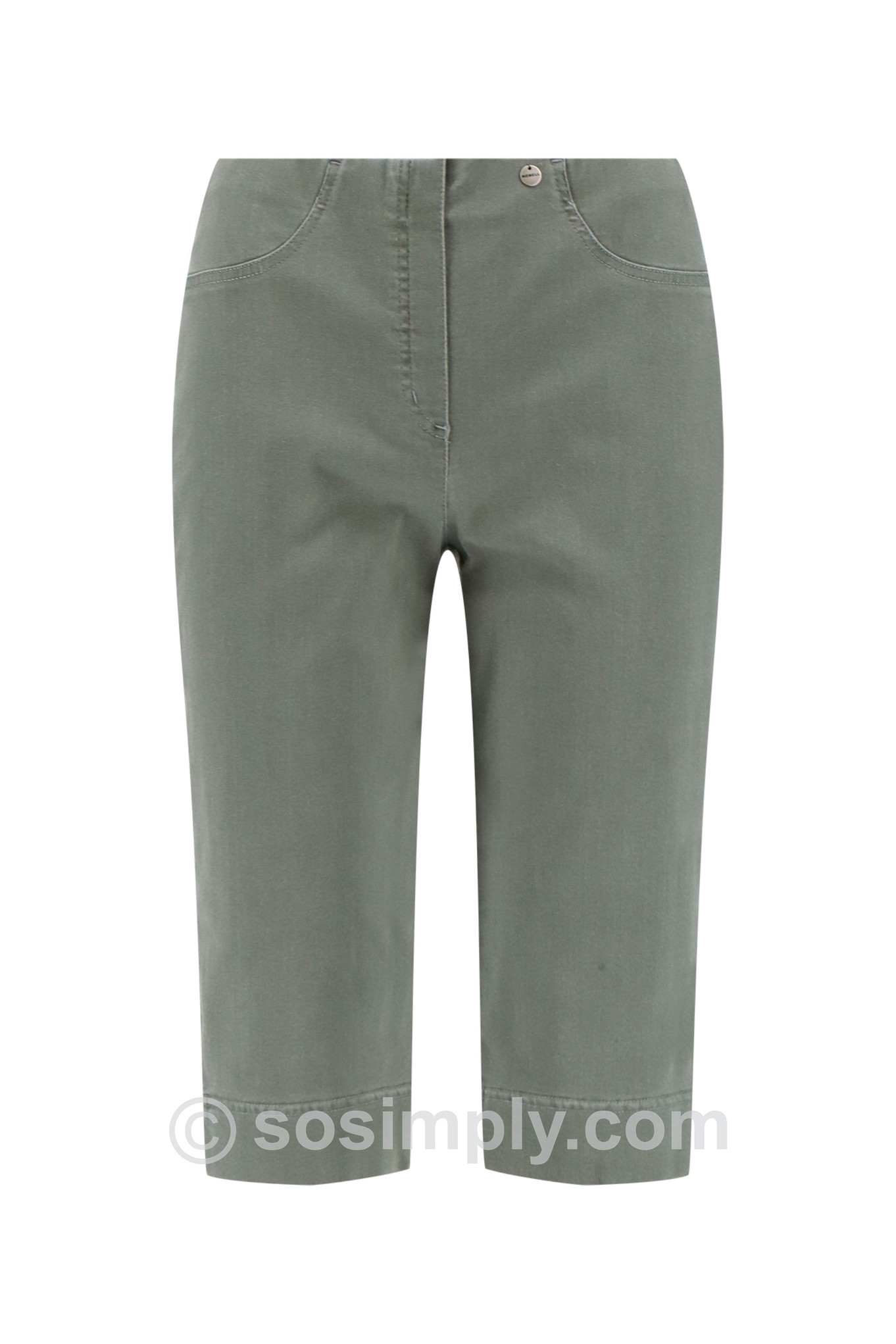 Robell Bella 05 Denim Shorts Olive Green 85