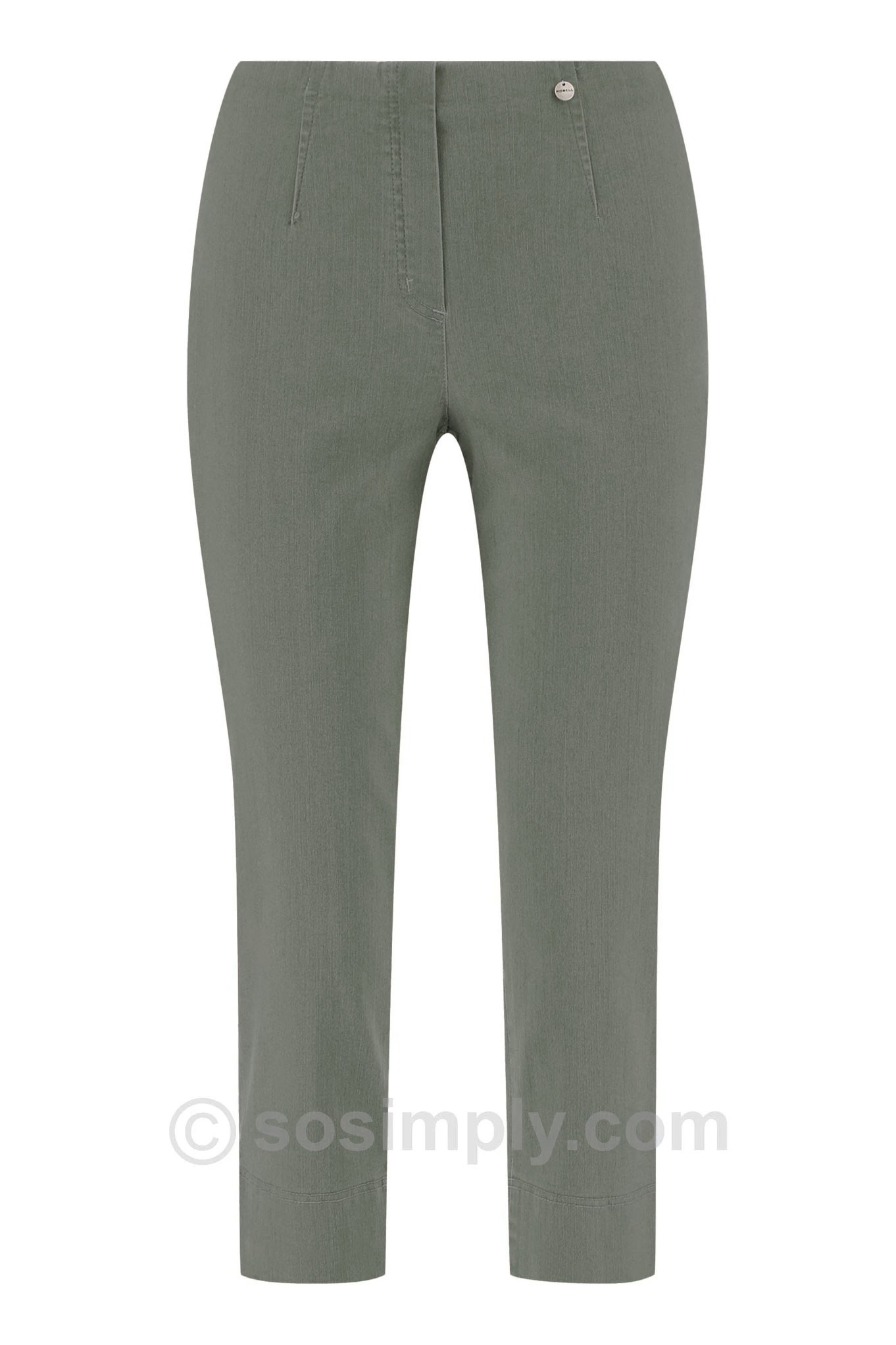 Robell Marie 07 Denim Crop Trouser Olive Green 85