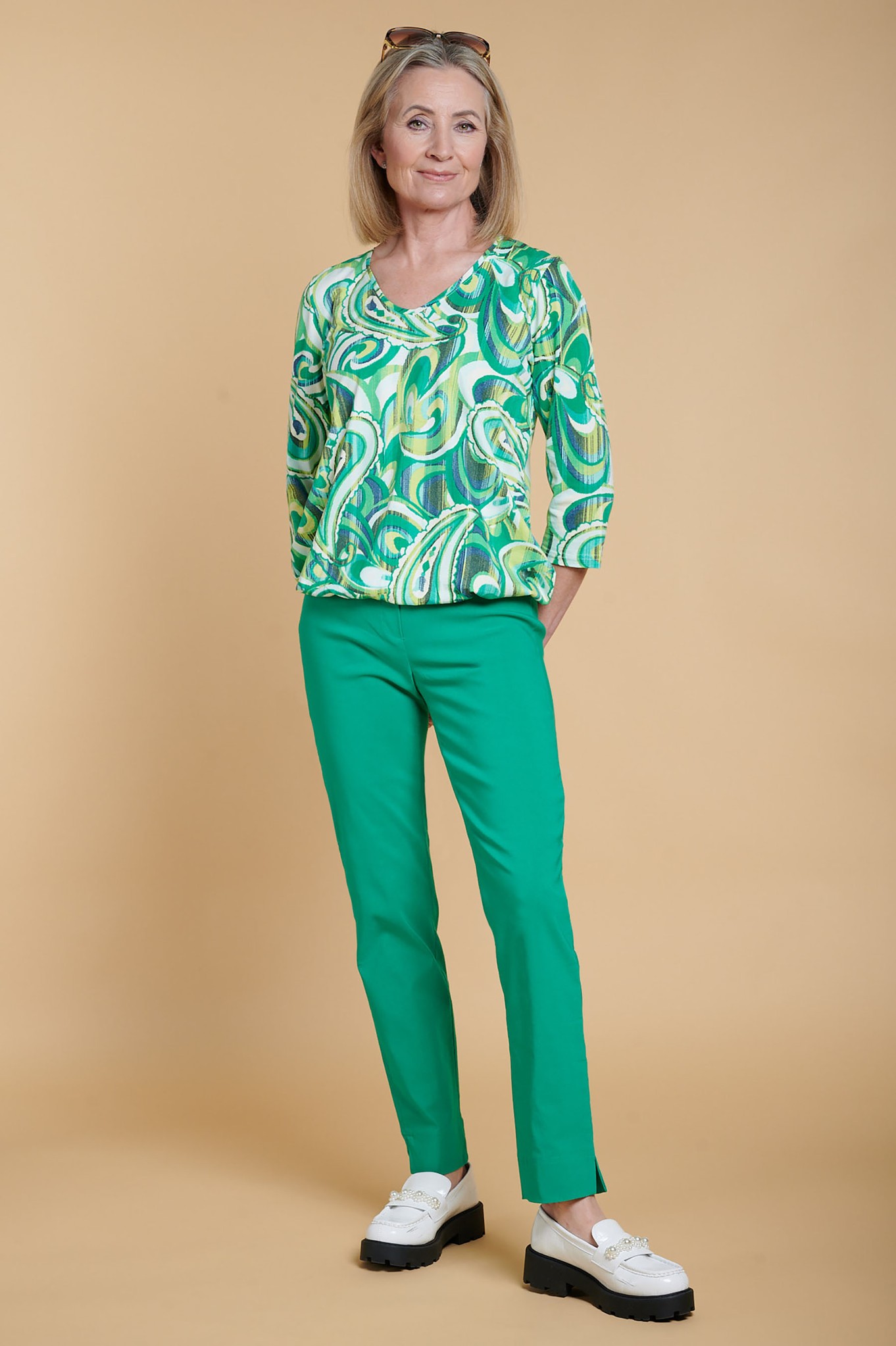 Robell Marie Petite Trousers Emerald Green 843