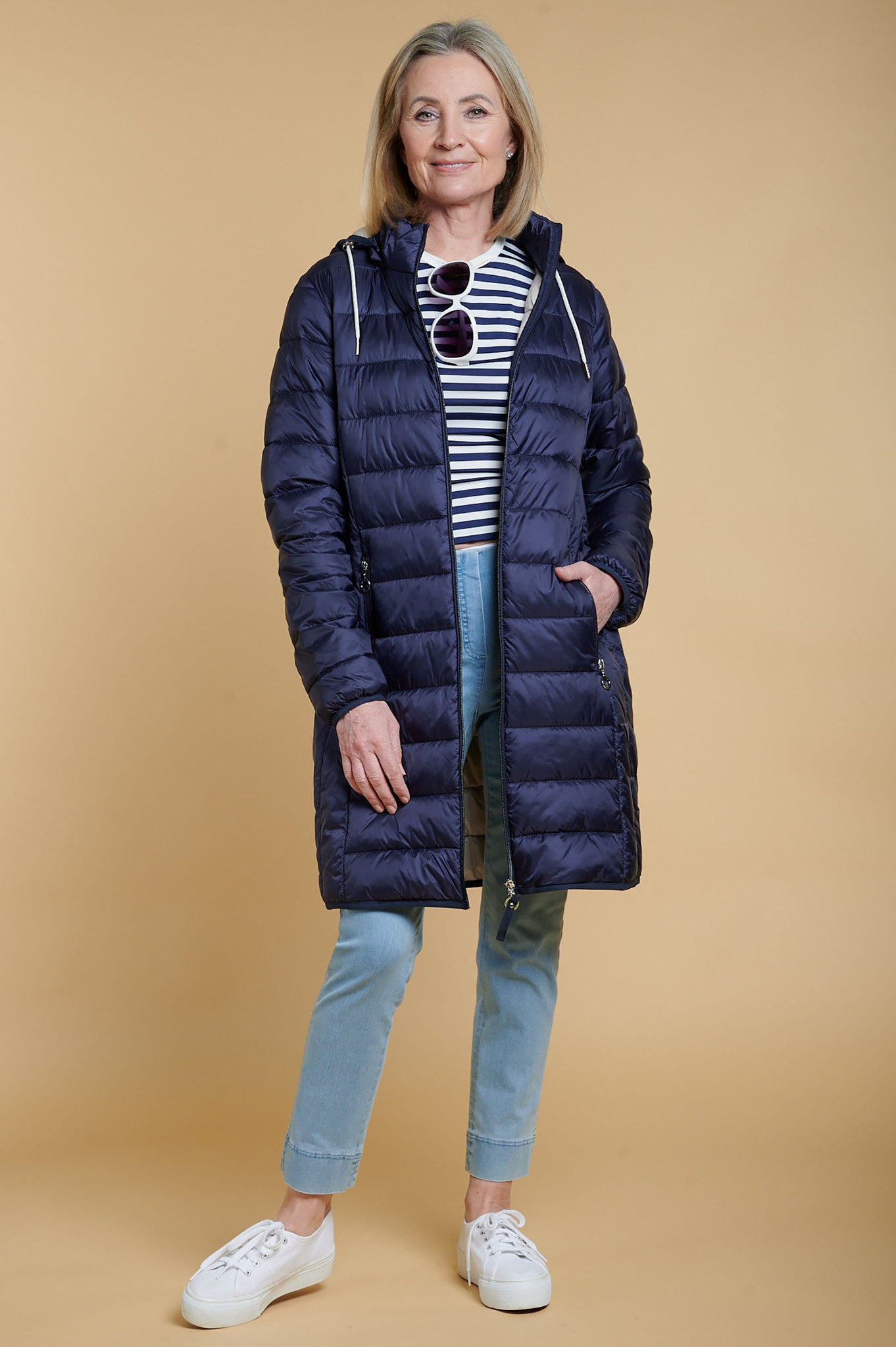 Frandsen Kaja Hooded Down Coat Navy Blue 6910