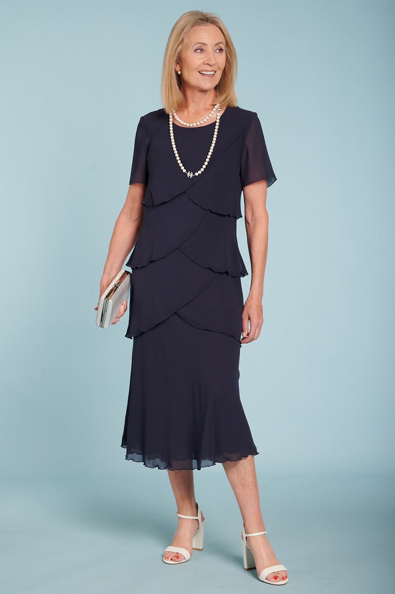 Habella Carmen Tier Dress Navy 69