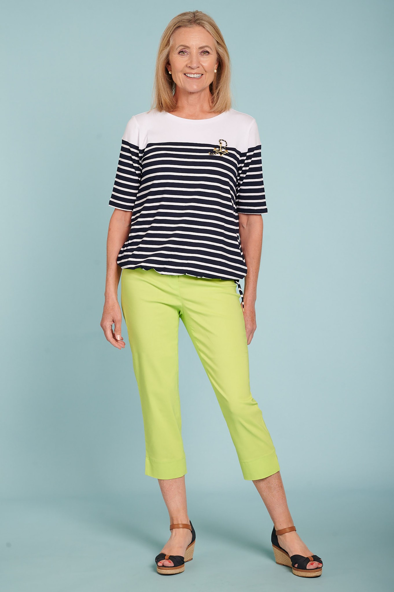 Robell Marie 07 Crop Trouser Limeade 825