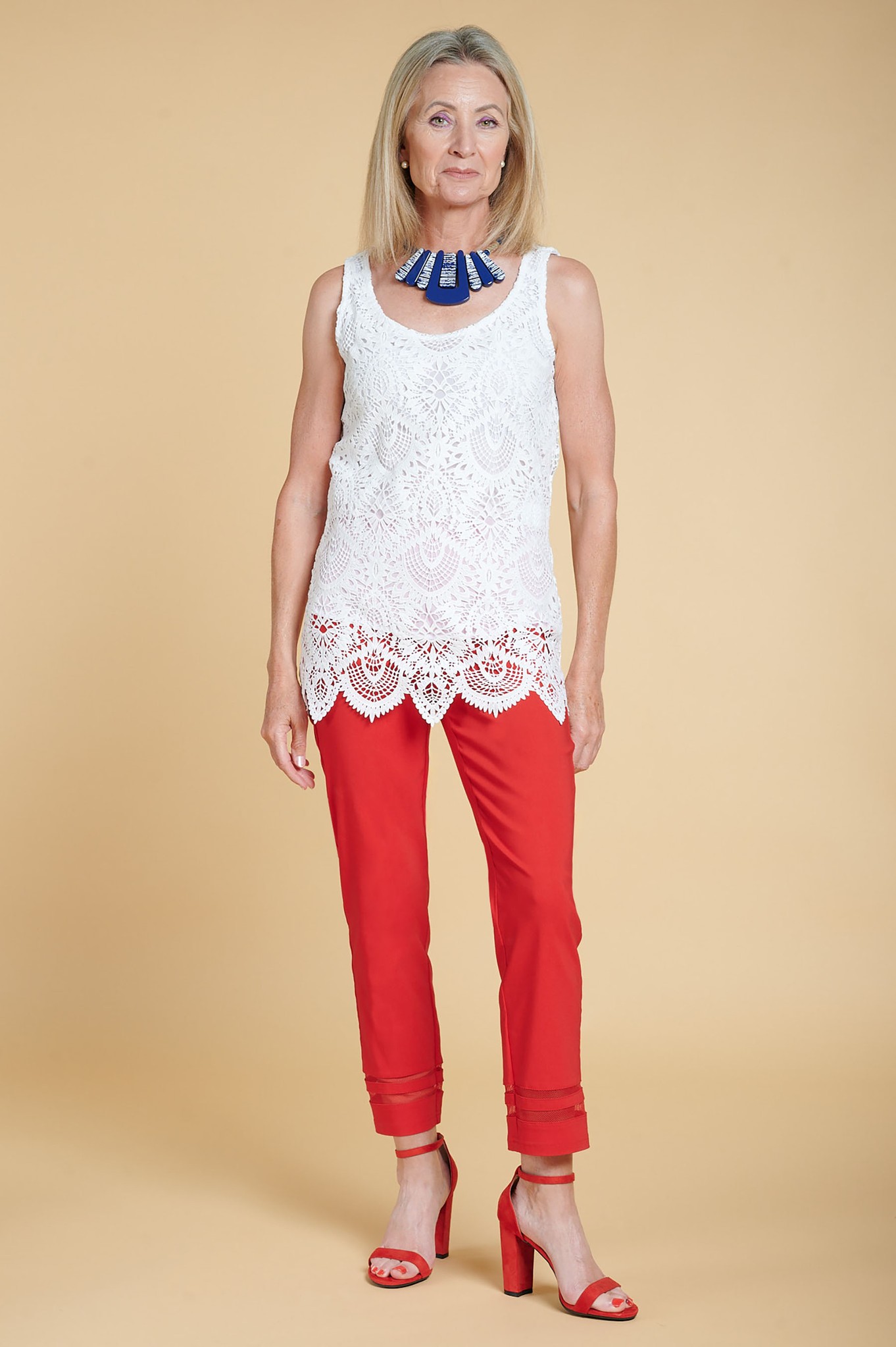 Robell Marie 09 Mesh Hem Ankle Grazer Red 40