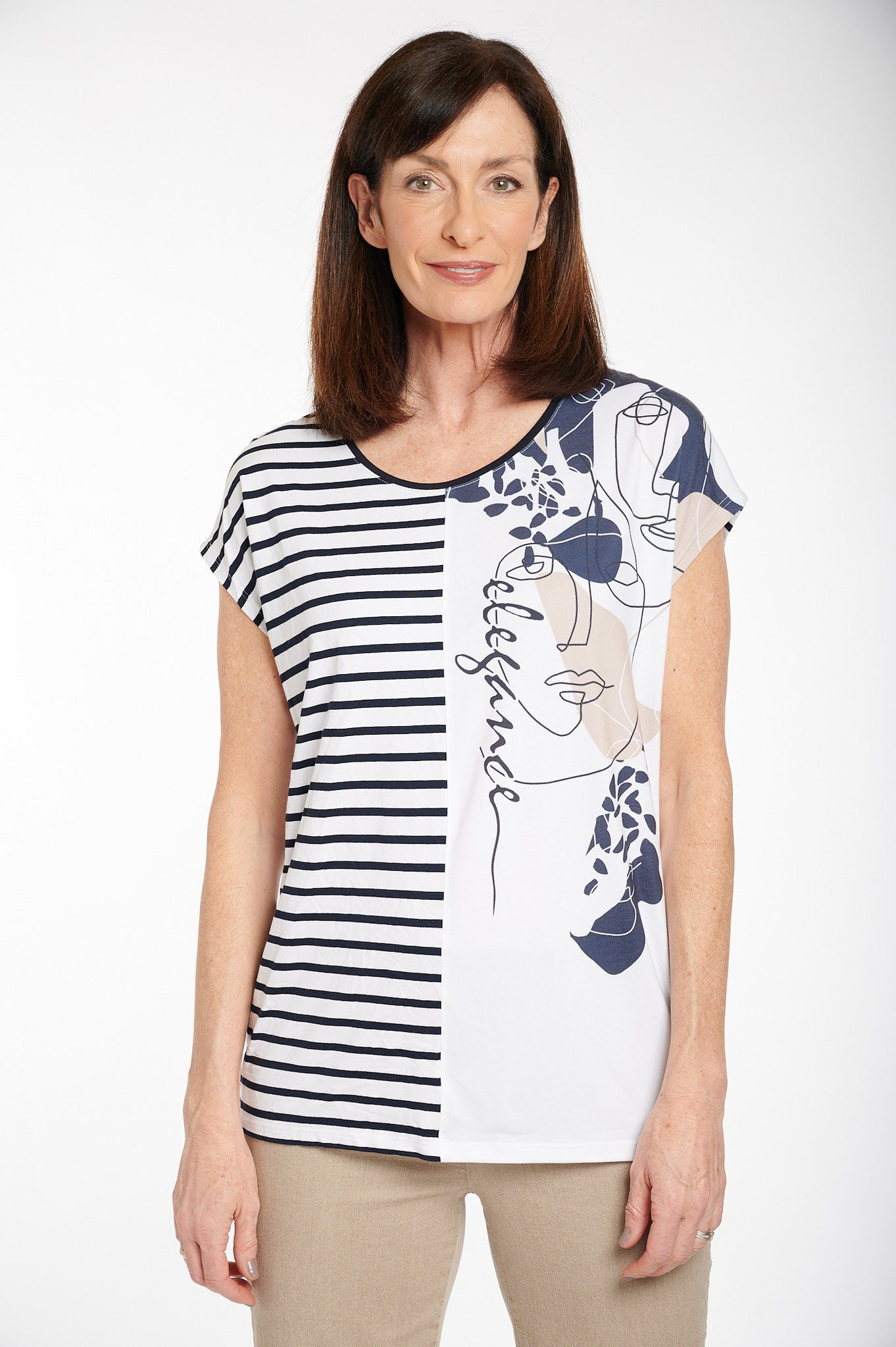 Sunday Elegance Stripe Top Blue / White Stripe 6710