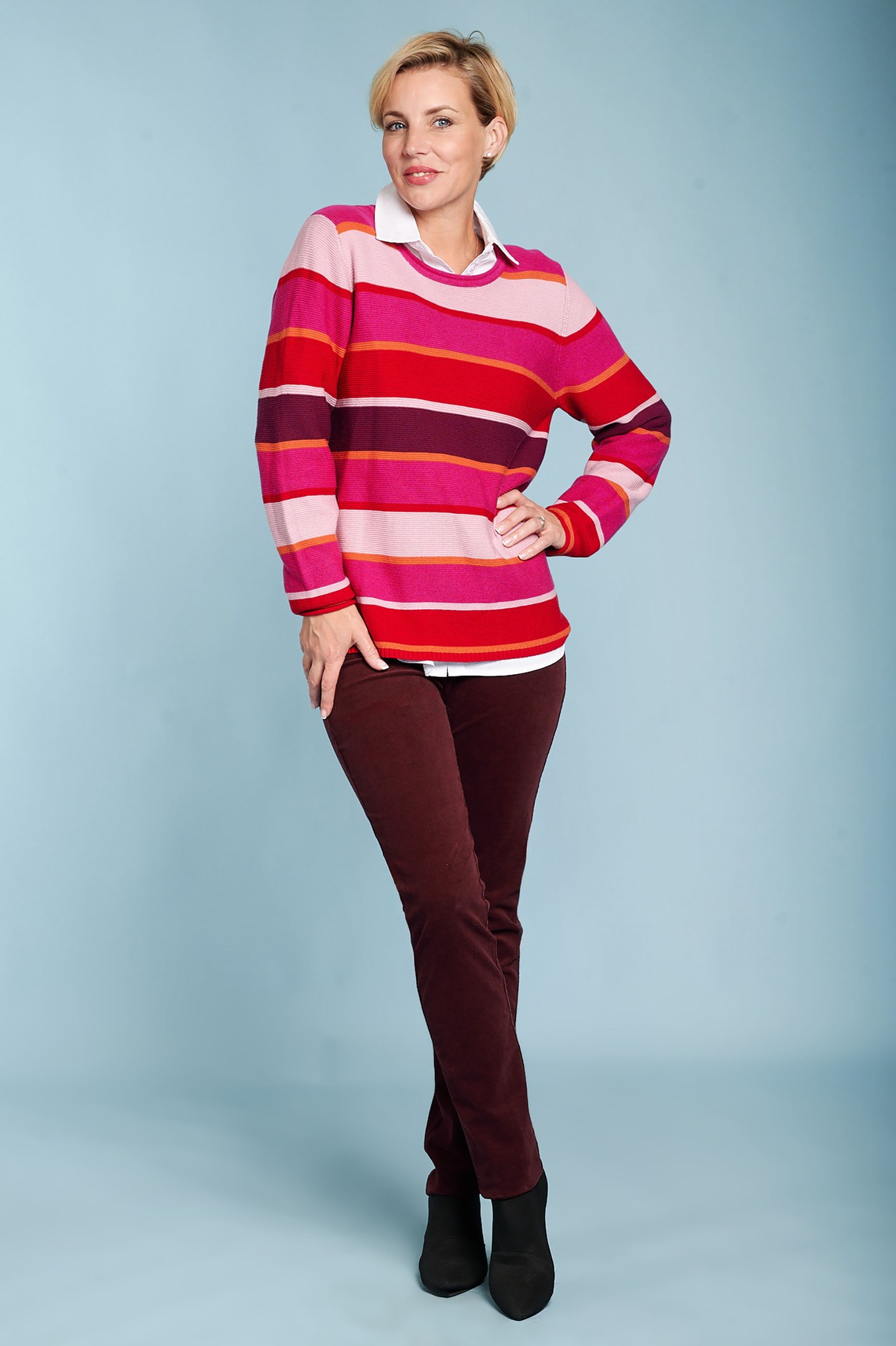 Robell Rose F/L Needlecord Burgundy 58