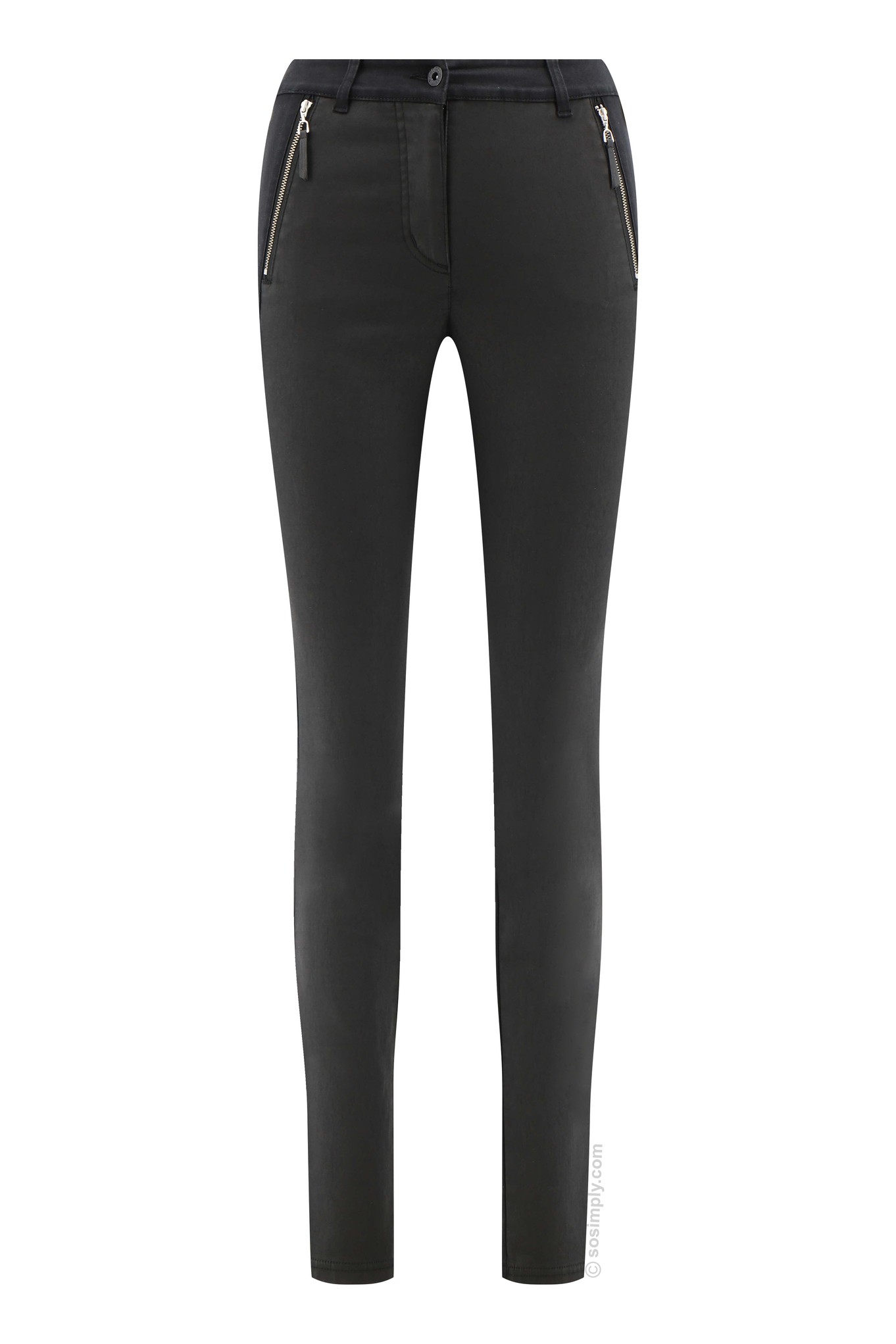 Robell Elena Jean Faux Leather Front Denim Jean Black 90